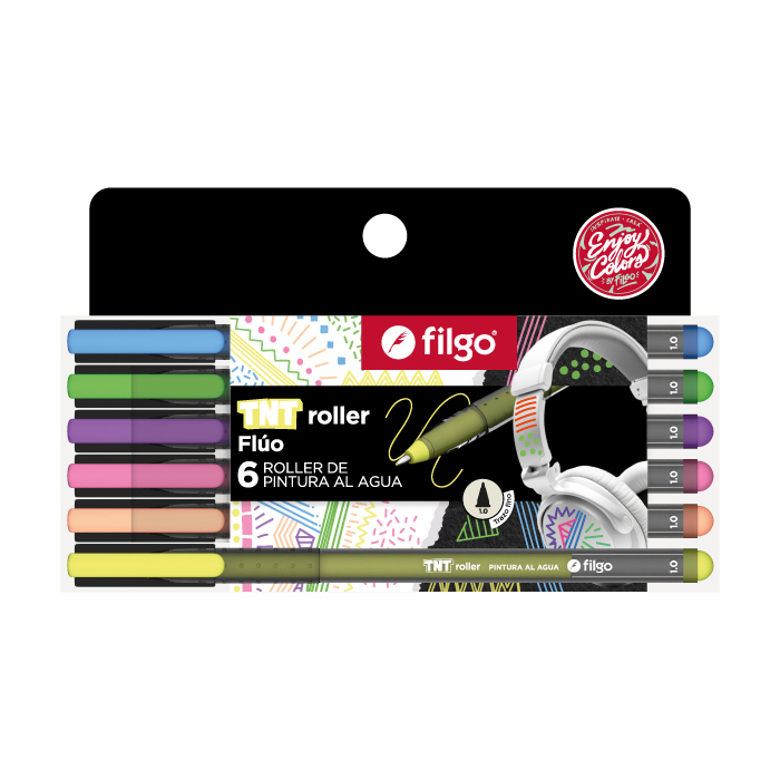 Boligrafo Roller pintura al agua TNT Filgo x6 fluo