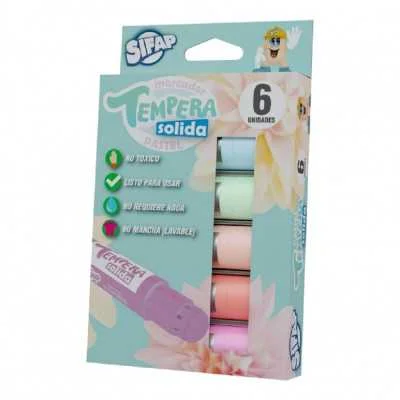 Tempera solida Sifap x6 colores pasteles