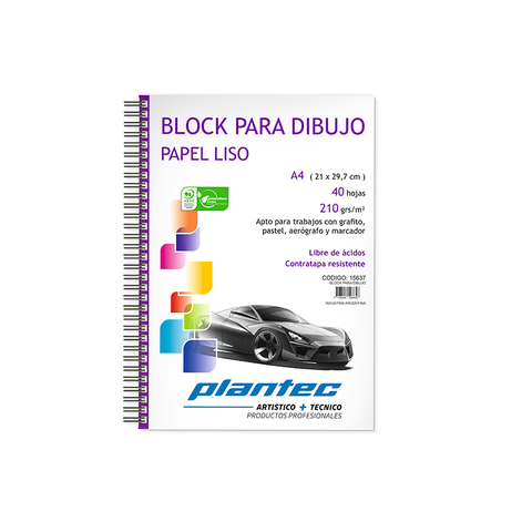 Cuaderno A4 plantec x40 hojas 210gr
