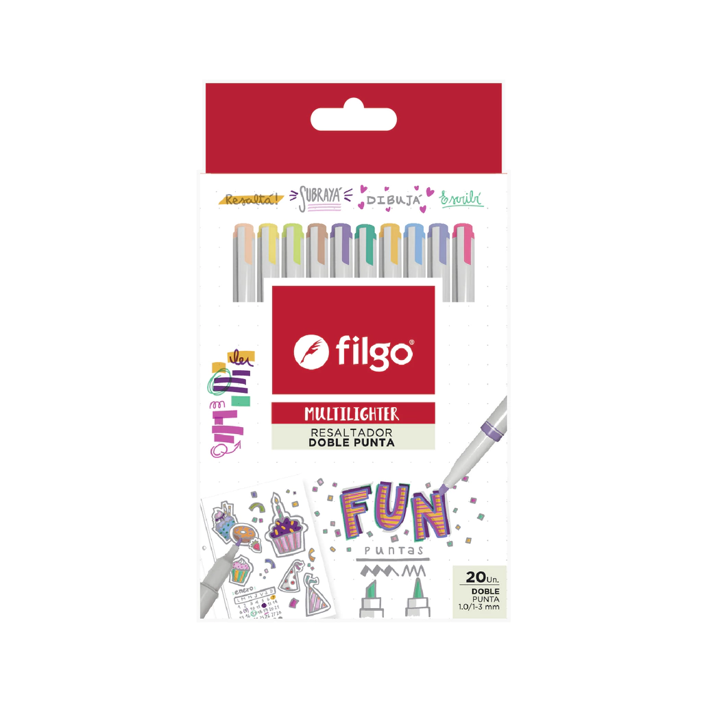  Resaltadores FILGO multilighter pastel x20