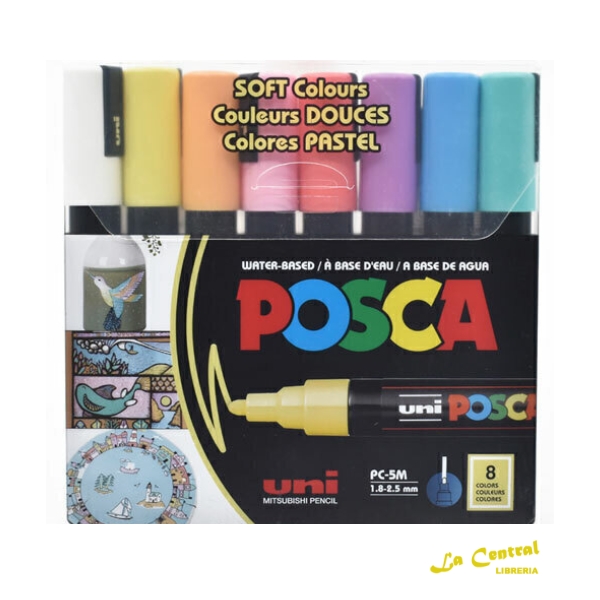 Marcadores posca PC5m x 8 colores pasteles