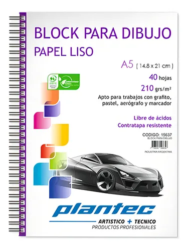Cuaderno A5 plantec x40 hojas 210gr