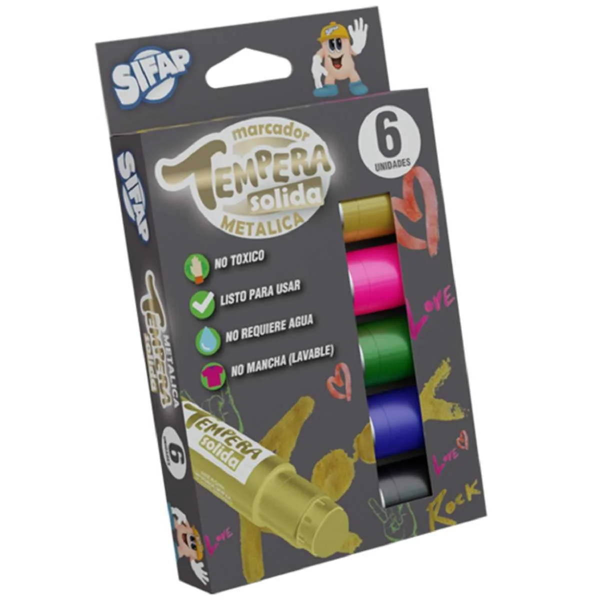 Tempera solida Sifap x6 colores metalizados