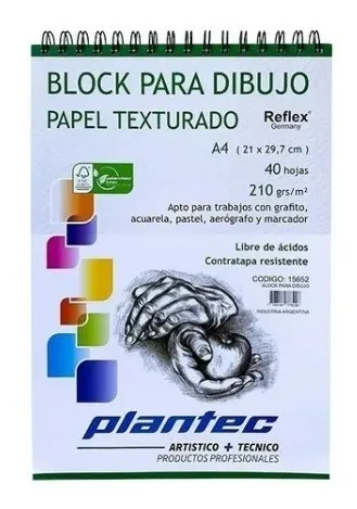 Block A4 plantec PAPEL TEXTURADO x40 hojas 210gr
