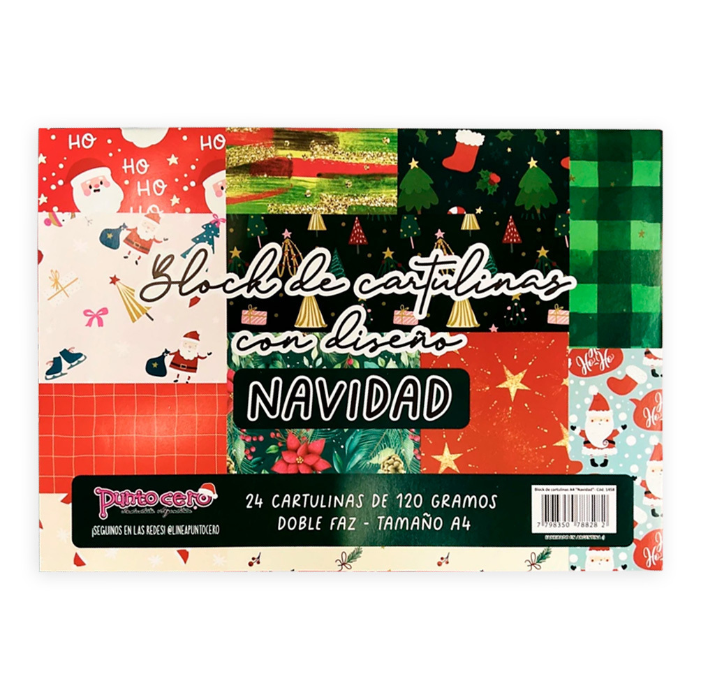 Block A4 de cartulina estampada punto "NAVIDAD"