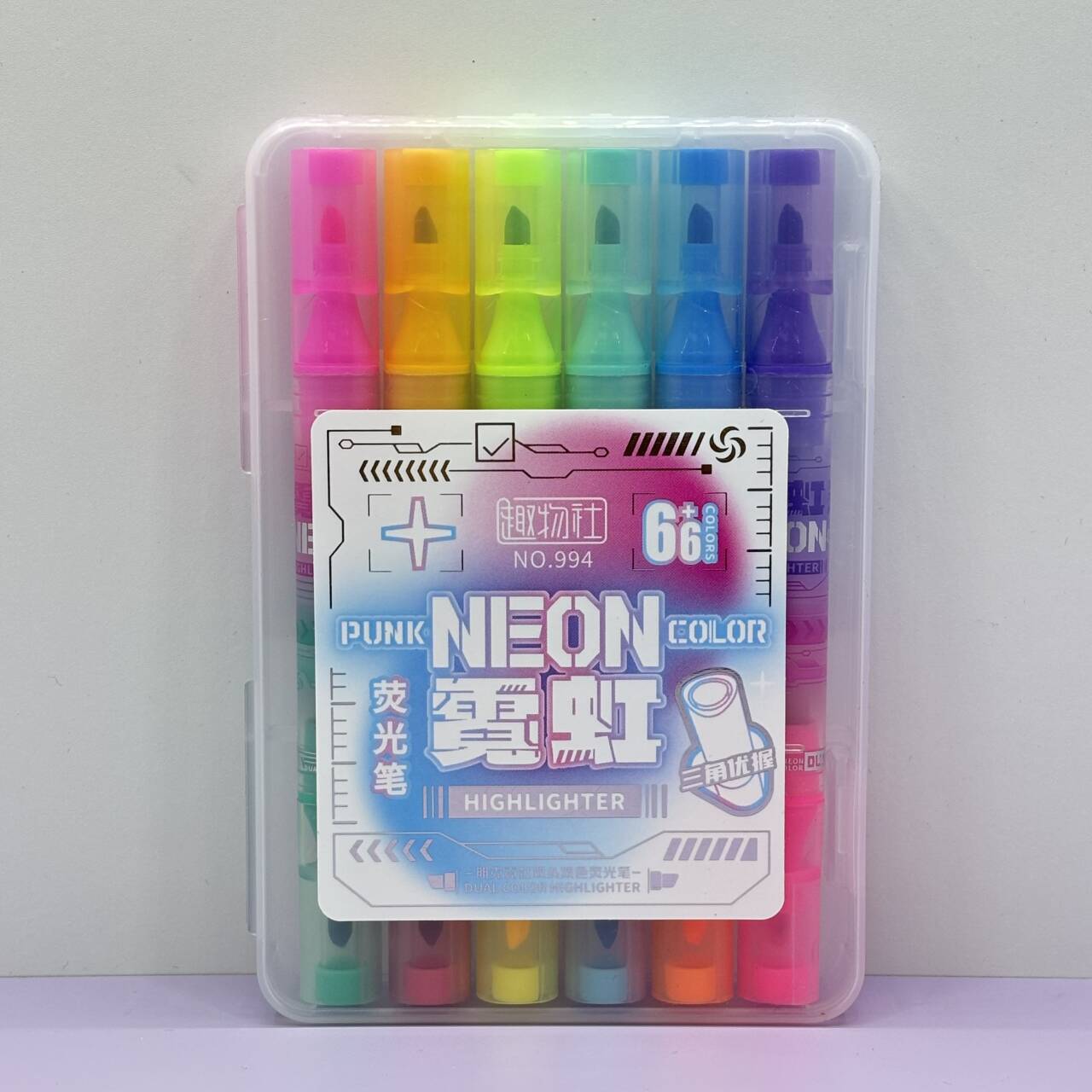 Resaltadores neon duo x6 doble punta, 12 colores en total