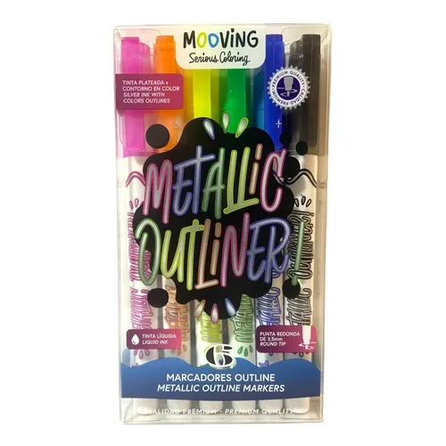  Marcadores metálicos outliner MOOVING x6