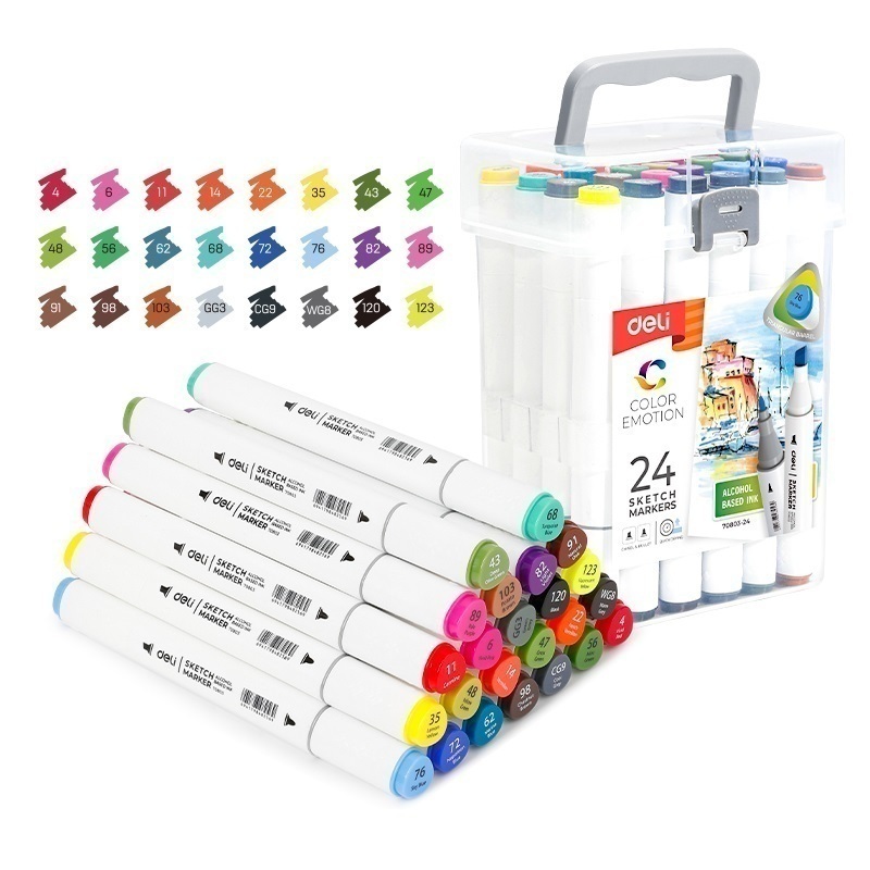 Valija marcadores de pintura DELI doble punta x 24