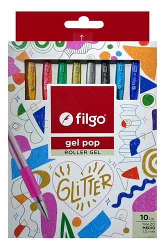 Bolígrafo FILGO gel pop glitter x10