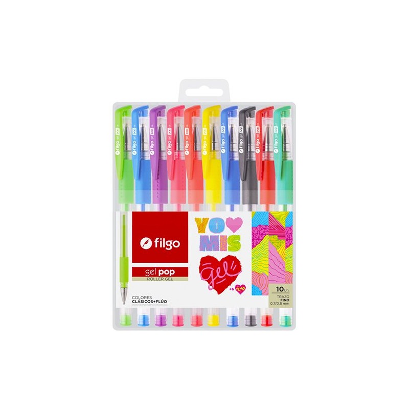 Bolígrafo FILGO gel pop colores x10