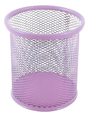 Portalápices Values metal redondo colores pasteles (fucsia, celeste, violeta, verde agua, verde manzana y turquesa) 