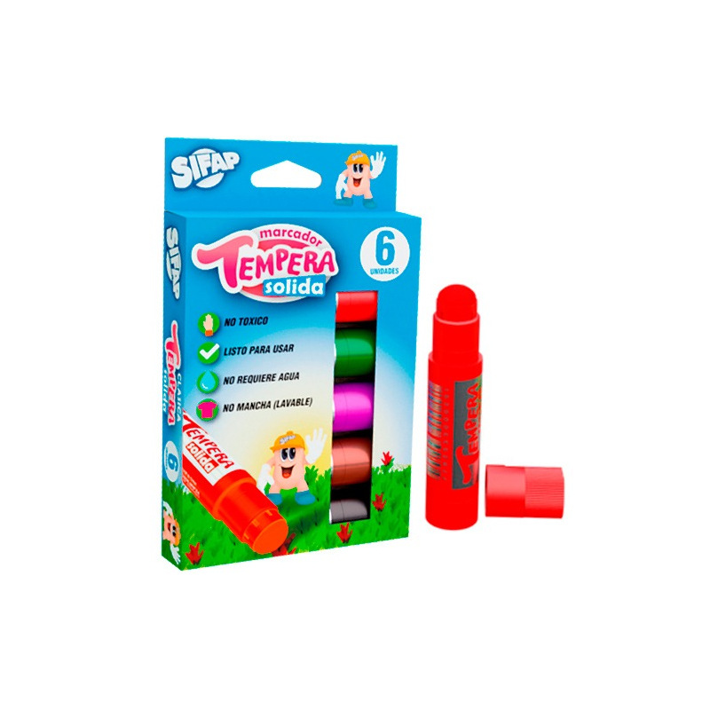 Tempera solida Sifap x6 colores clásicos