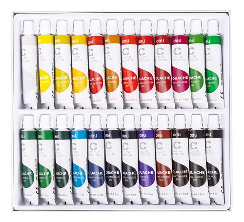 Tempera gouache color DELI X24 COLORES DE 12ML