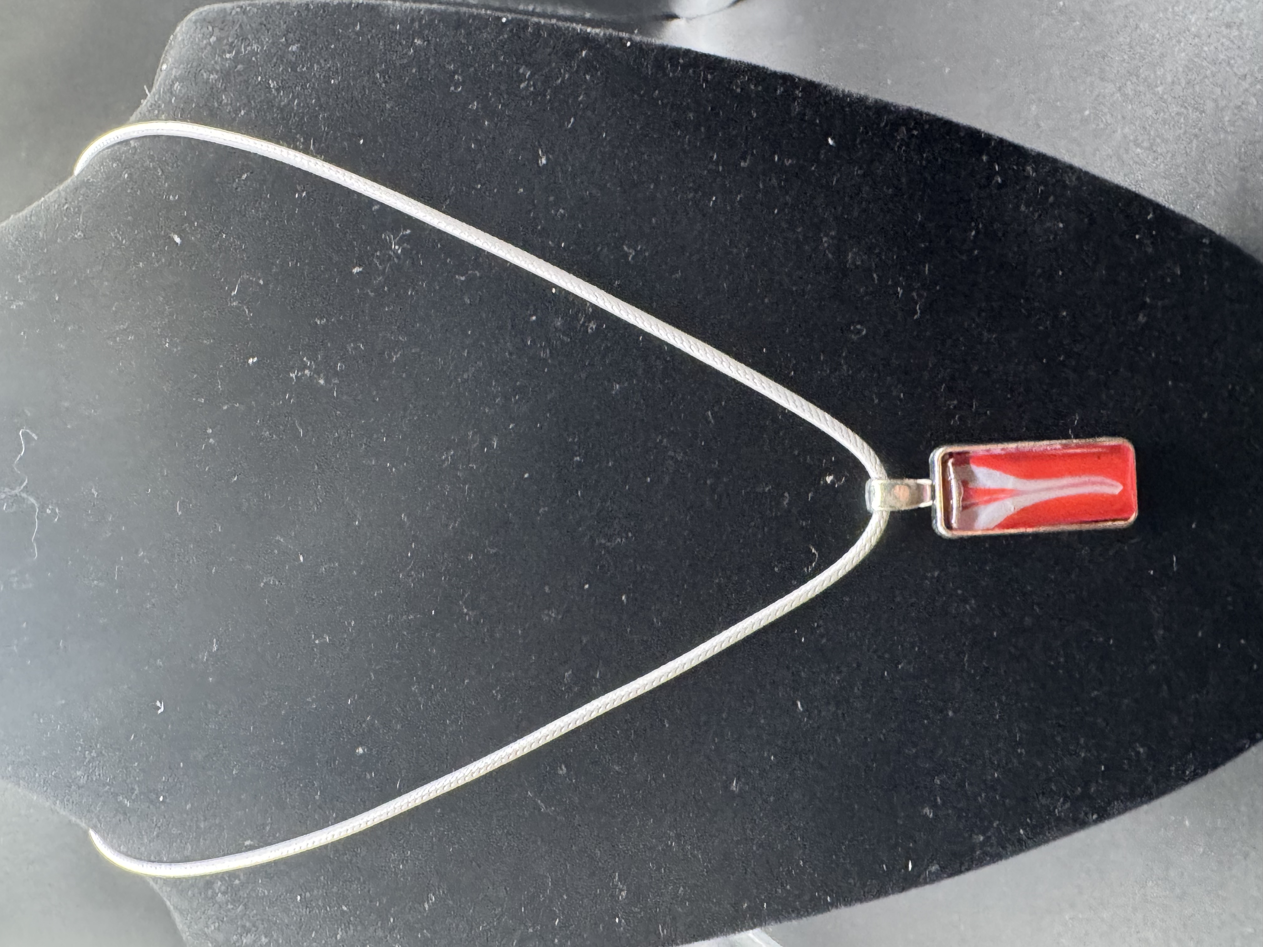 Red Rectangle Pendant Necklace