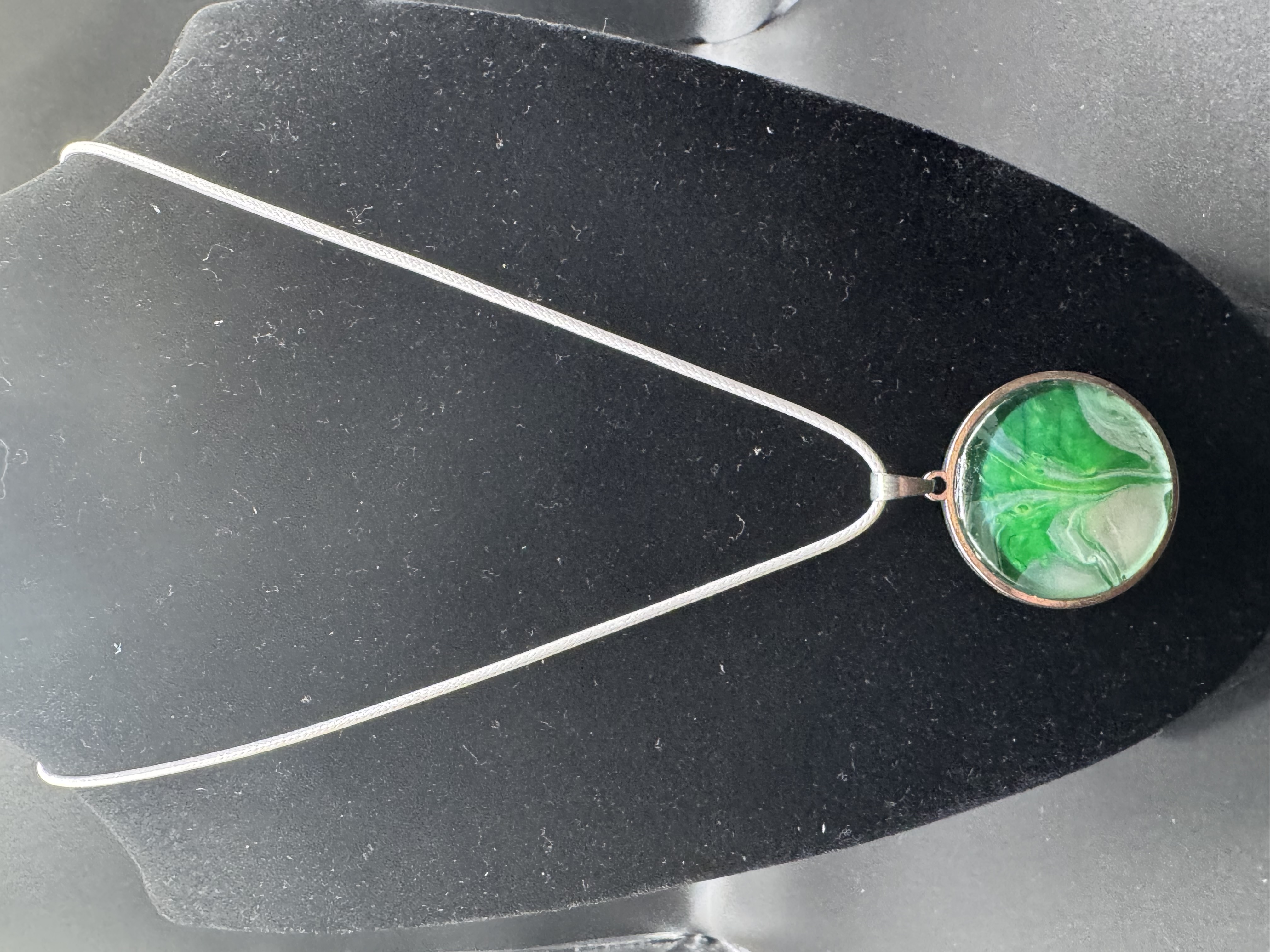 Green hand painted pendant