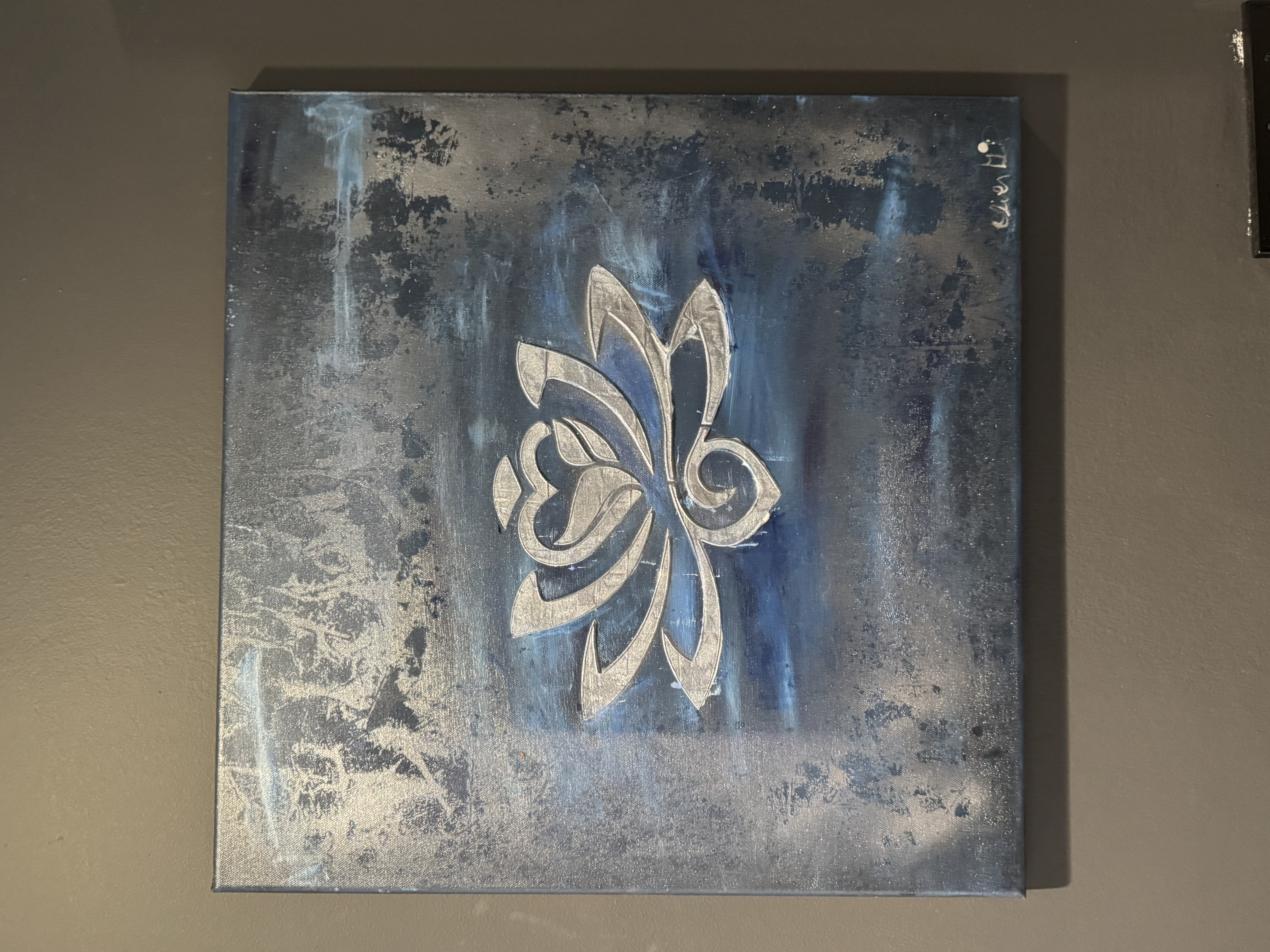 Abstract Blue Canvas Painting