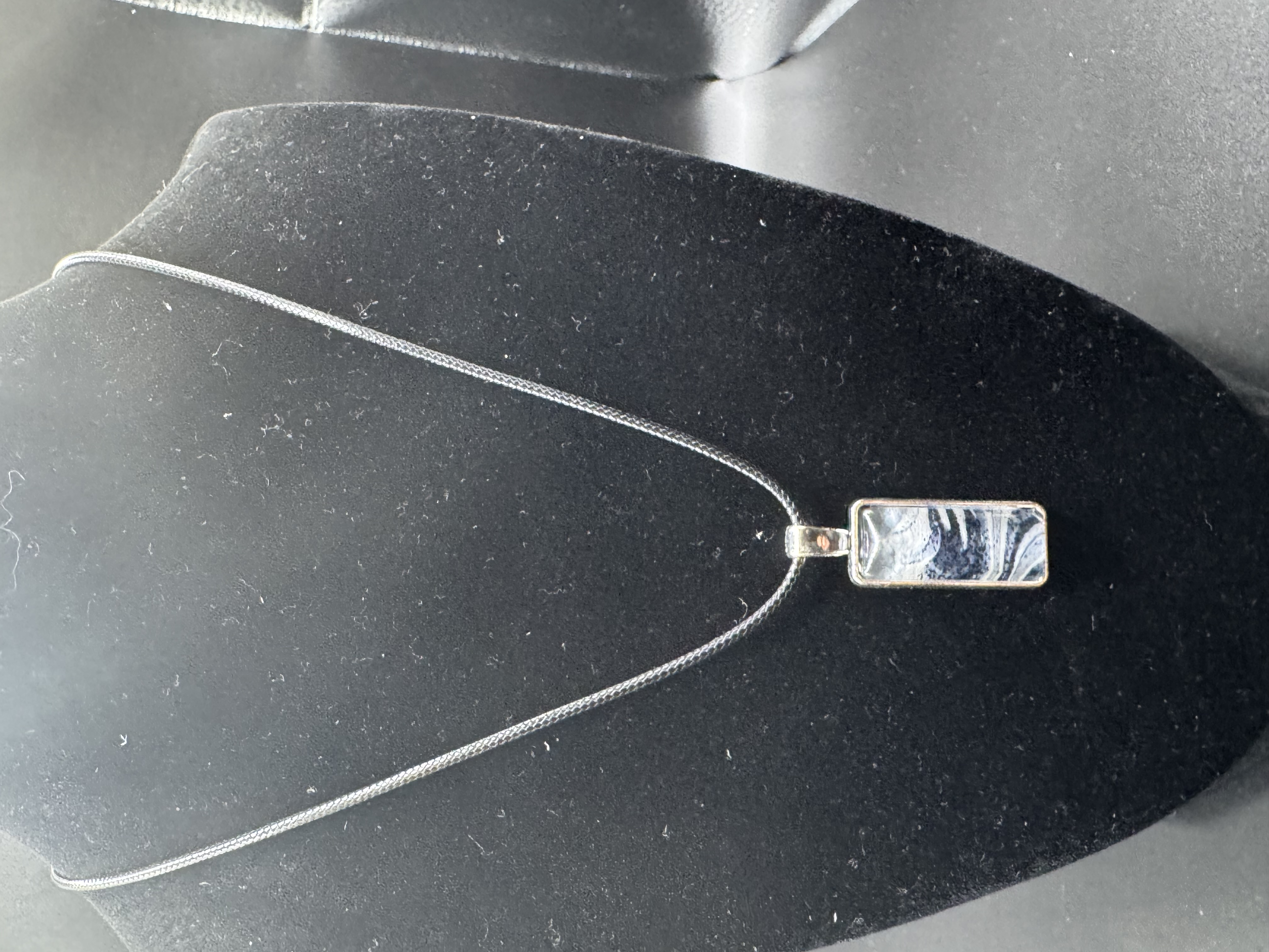 Silver Rectangle Pendant Necklace