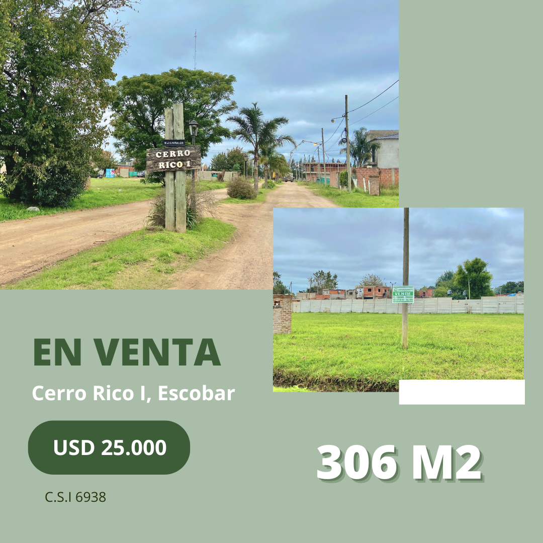 Lote 306 m² en en Barrio Cerrado Cerro Rico I – Escobar
