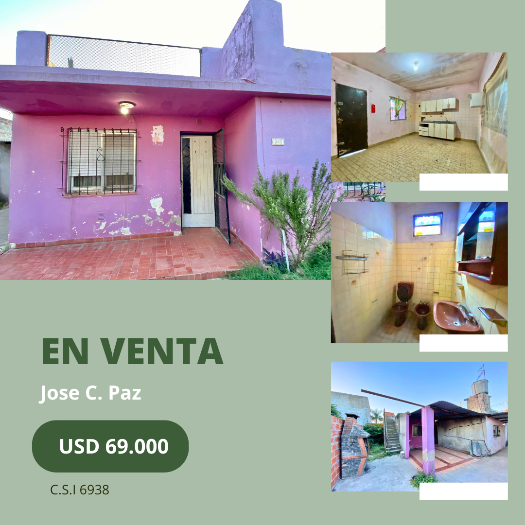 Casa con tres habitaciones en Jose C Paz. 