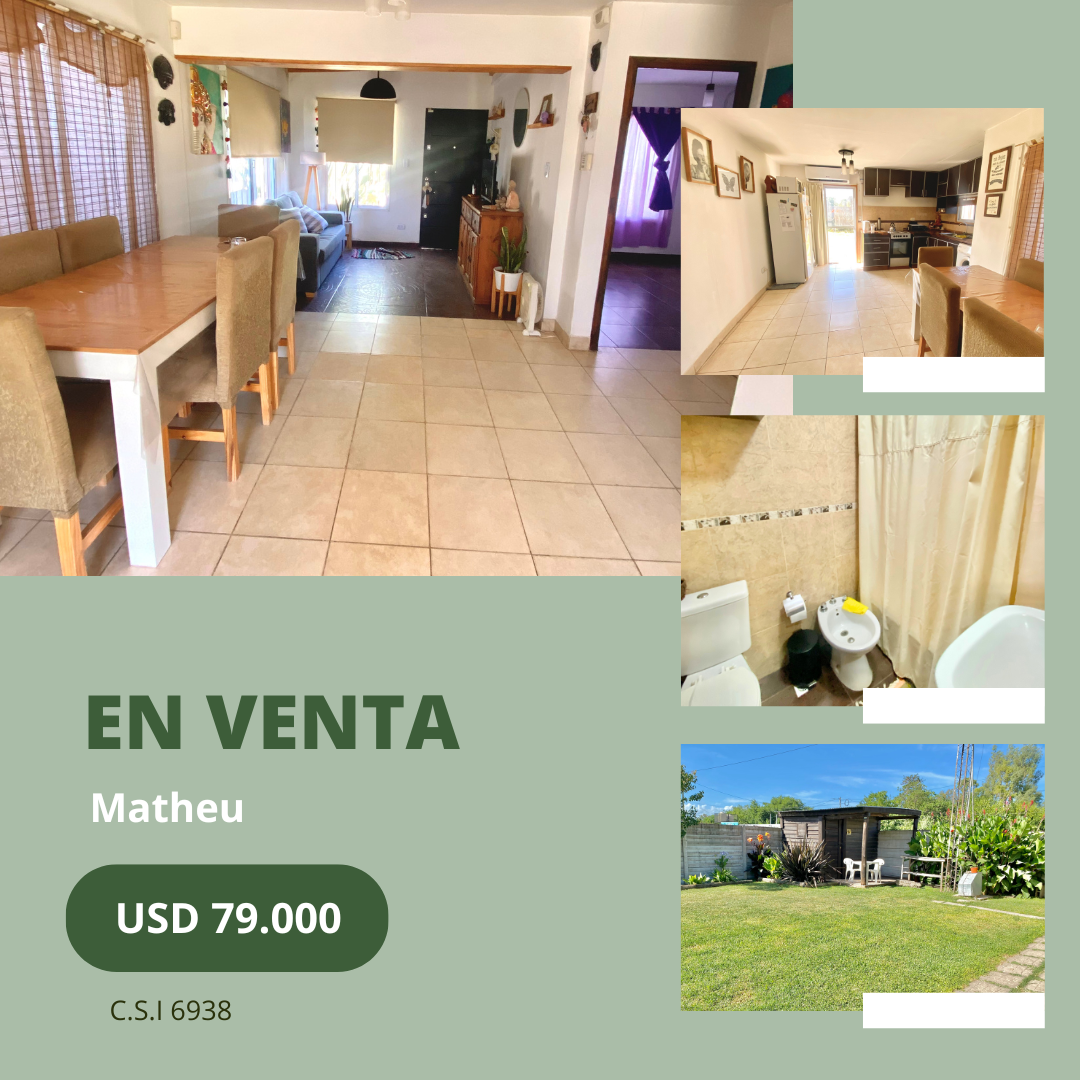Casa con dos dormitorios y escritura en venta - Matheu
