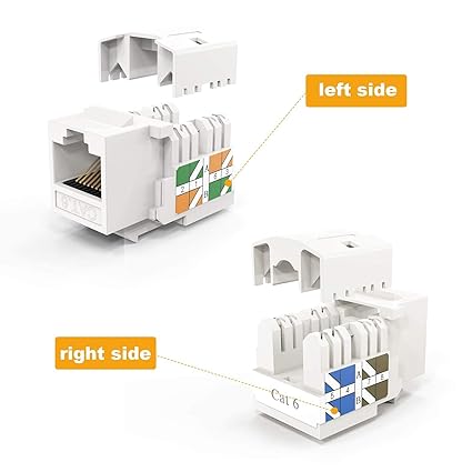 Cat6 / RJ45 Keystone Module Connector, White
