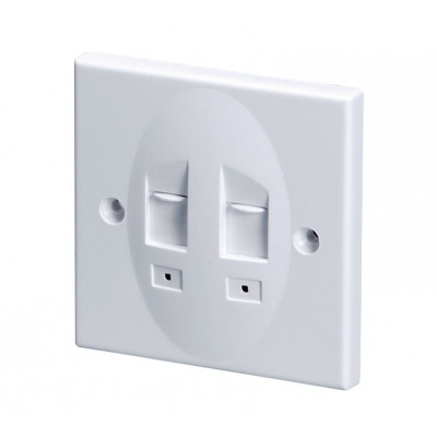 Double RJ45 Faceplate, FINOLEX FACEPLATE DUAL PORT WITH SHUTTER
