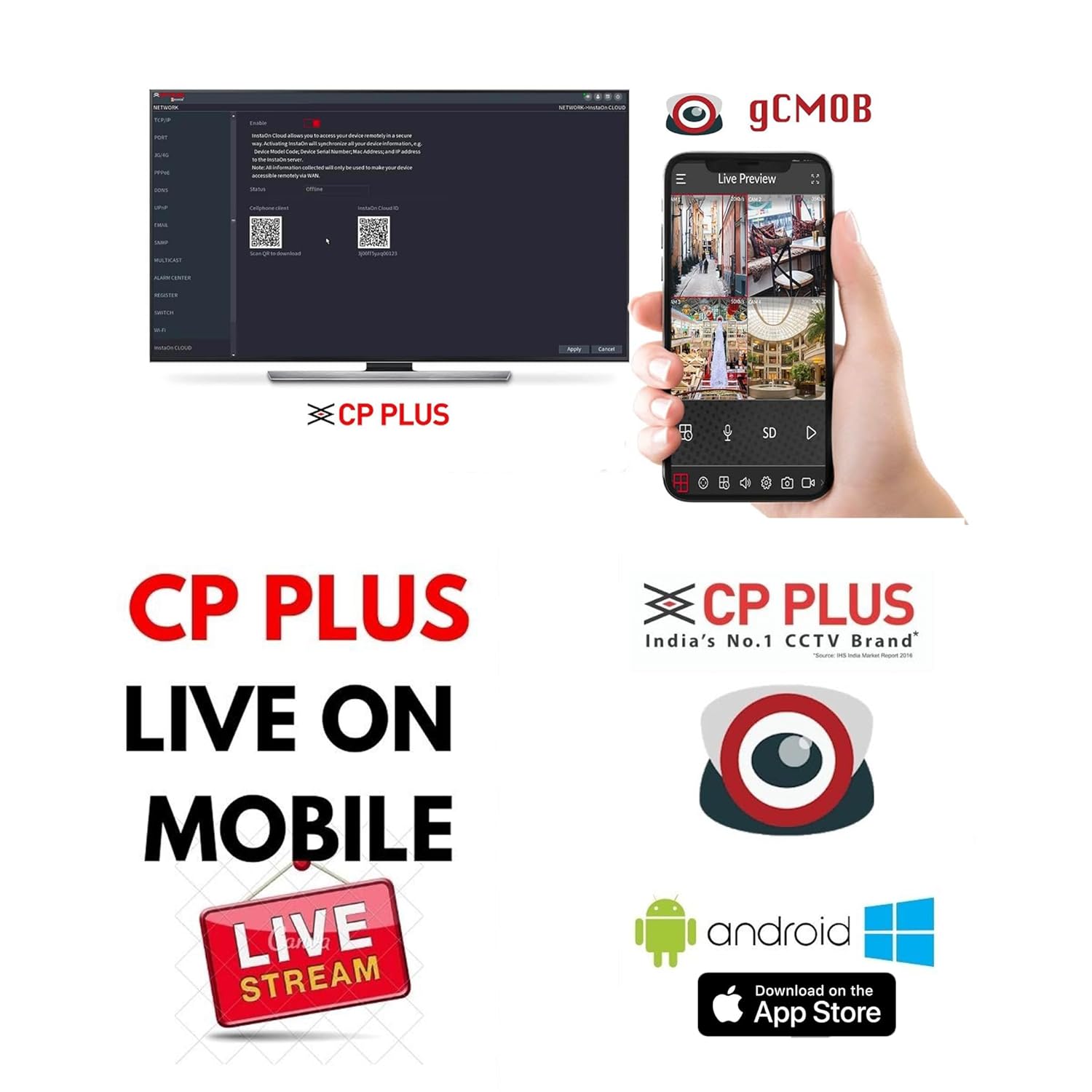 CP Plus 8 Nos 4 MP IP (Network) CCTV Camera Kit with (8 CH NVR,4MP Bullete Outdoor Camera 4Pcs,4MP IP Dome Indoor 4Pcs,2 TB Hard Drive,8+2 Port POE Switch)