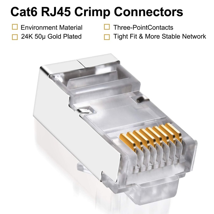 RJ45 Ethernet Connector, RJ45 Metal Connector (100 pcs)