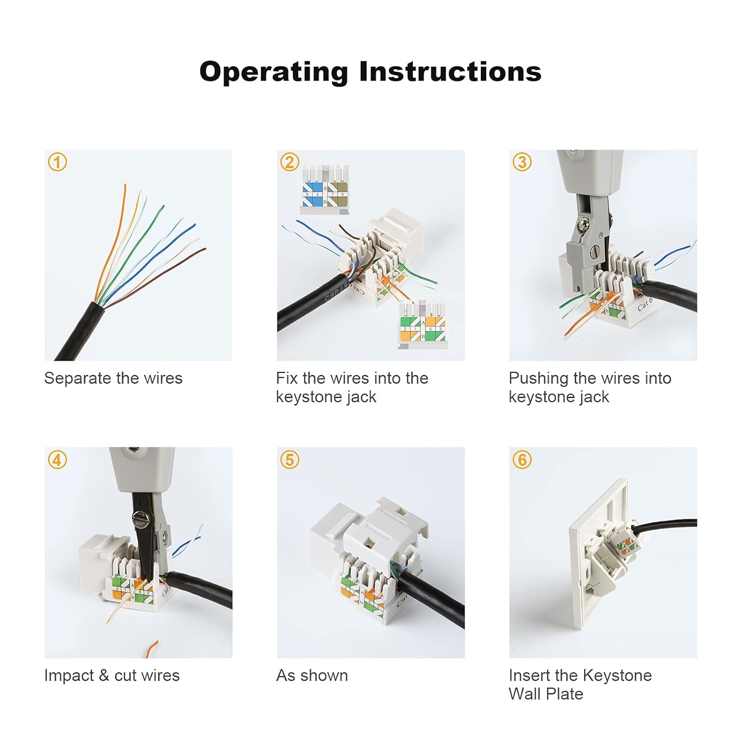 Cat6 / RJ45 Keystone Module Connector, White 