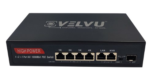 VELVU 4 PORT FULL GIGA POE SWITCH WITH 2 UP-LINK ST-POE-5104-G2