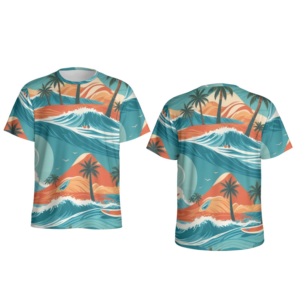 Green Tropical Beach Graphic T-Shirt