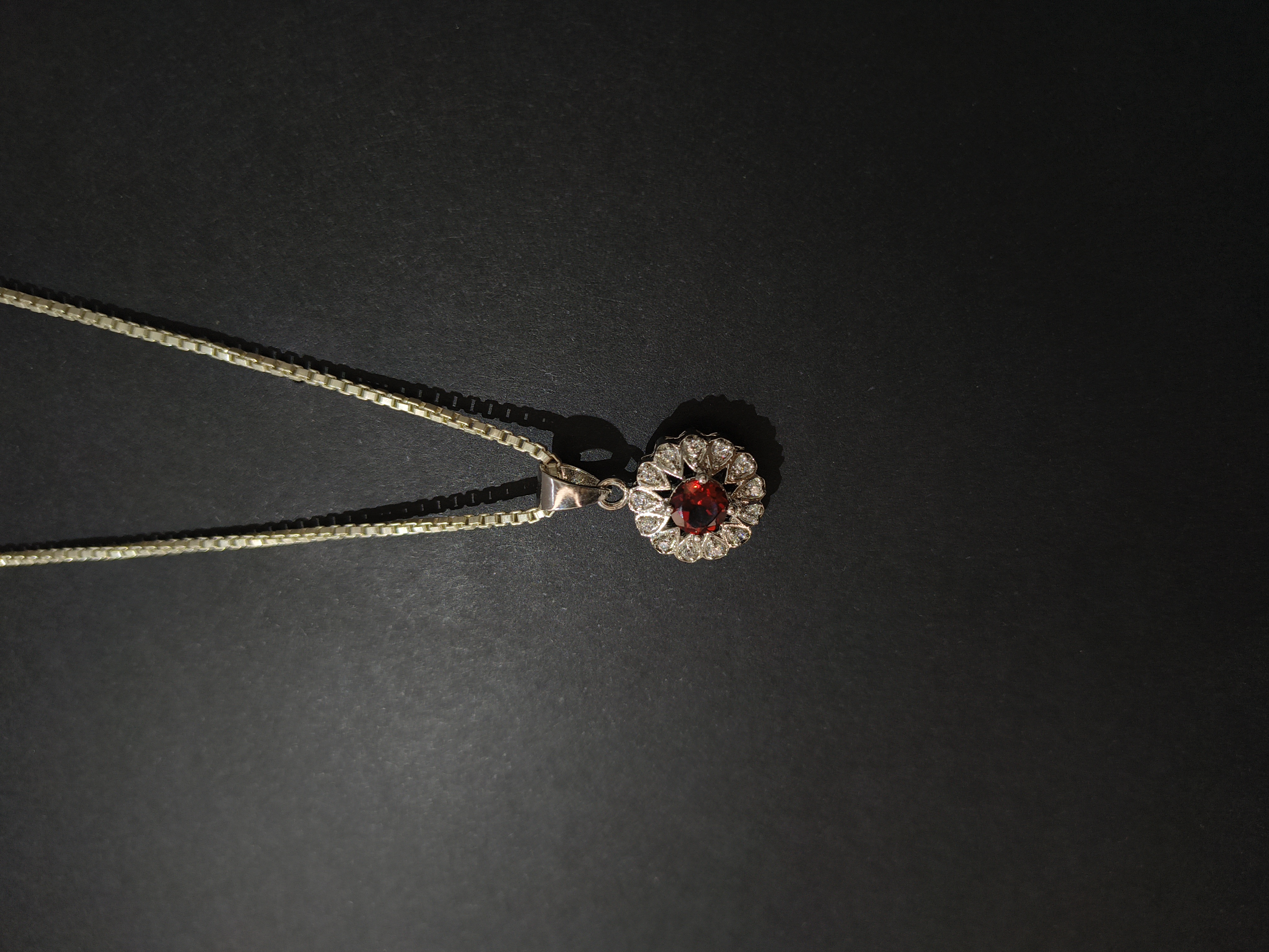 Red garnet with Zircon framing Jewelry Set