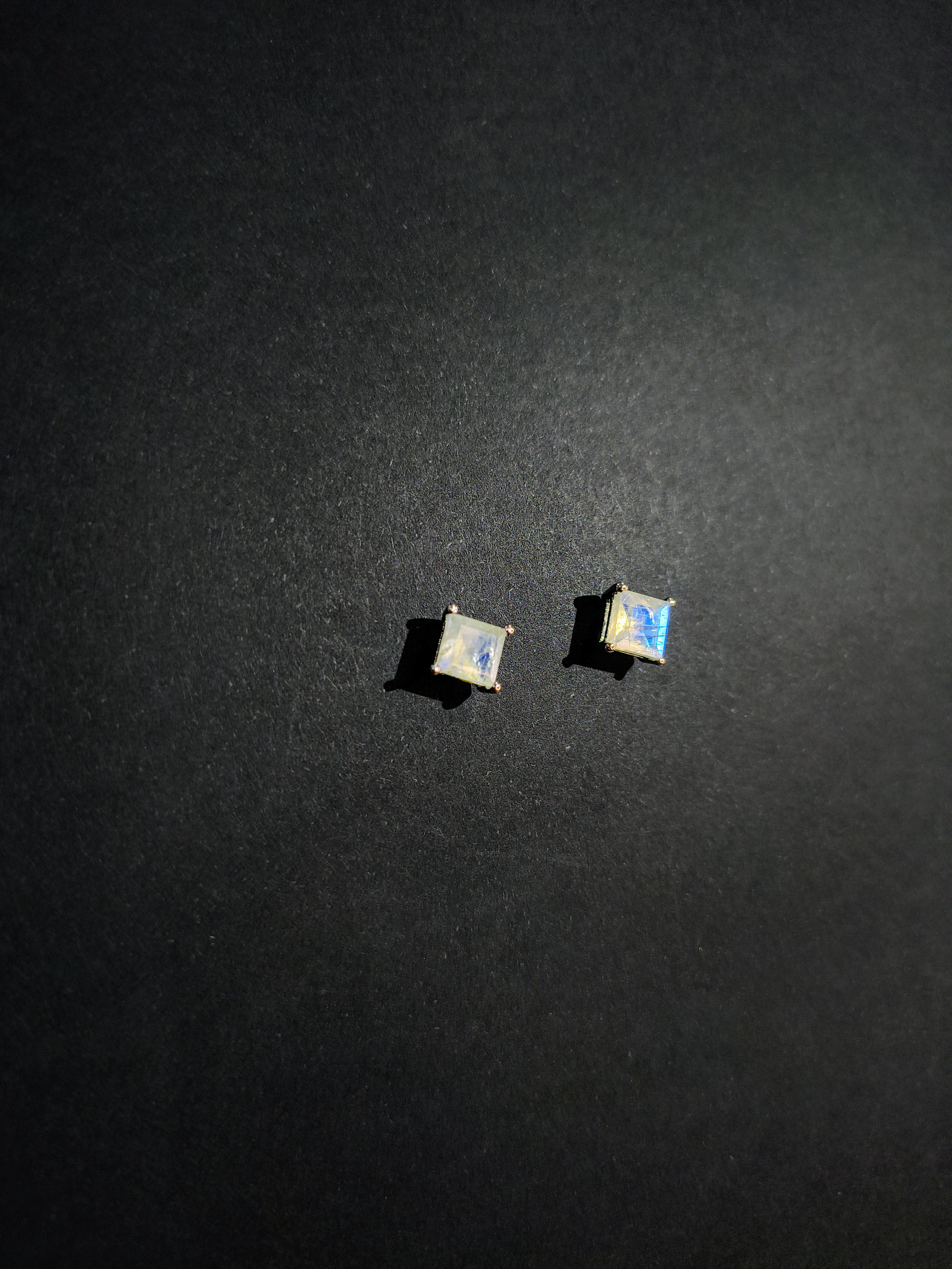 Square MoonStone Stud Earrings