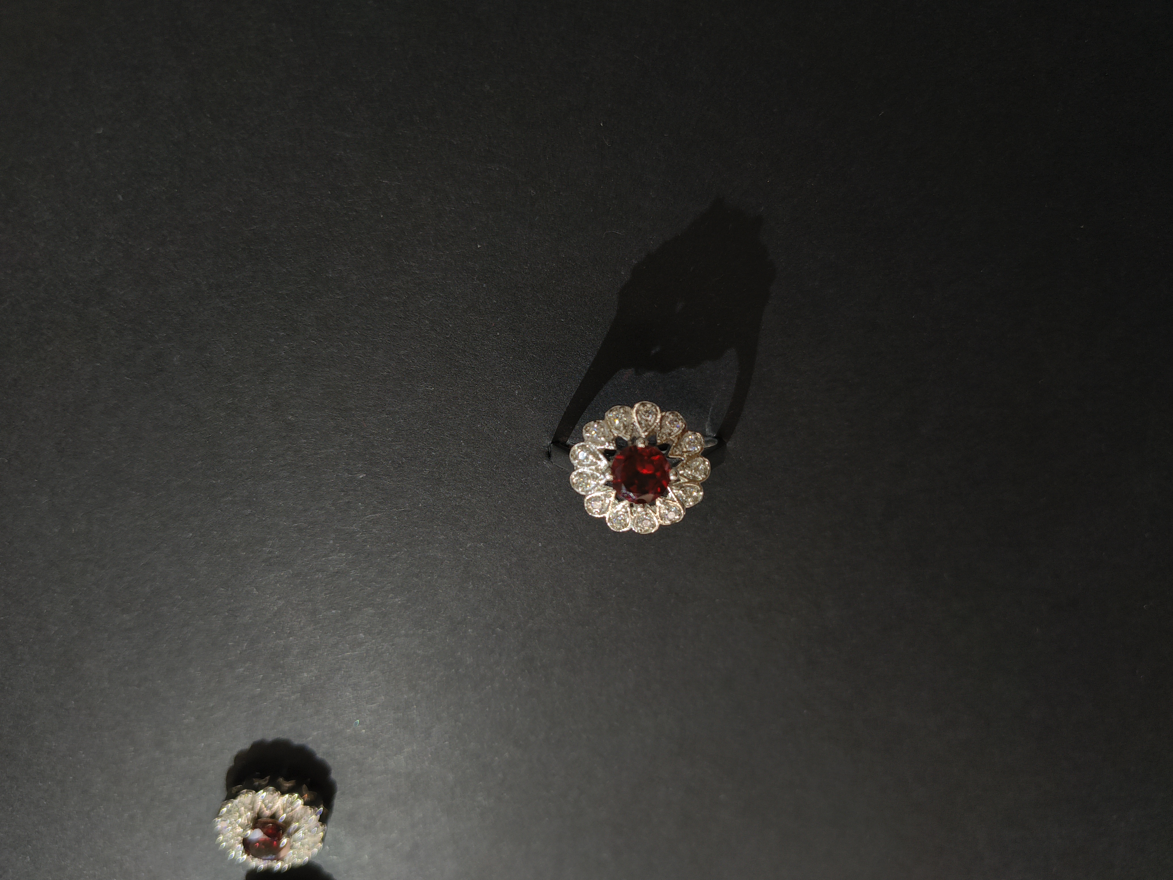  Red garnet with Zircon framing Jewelry Set