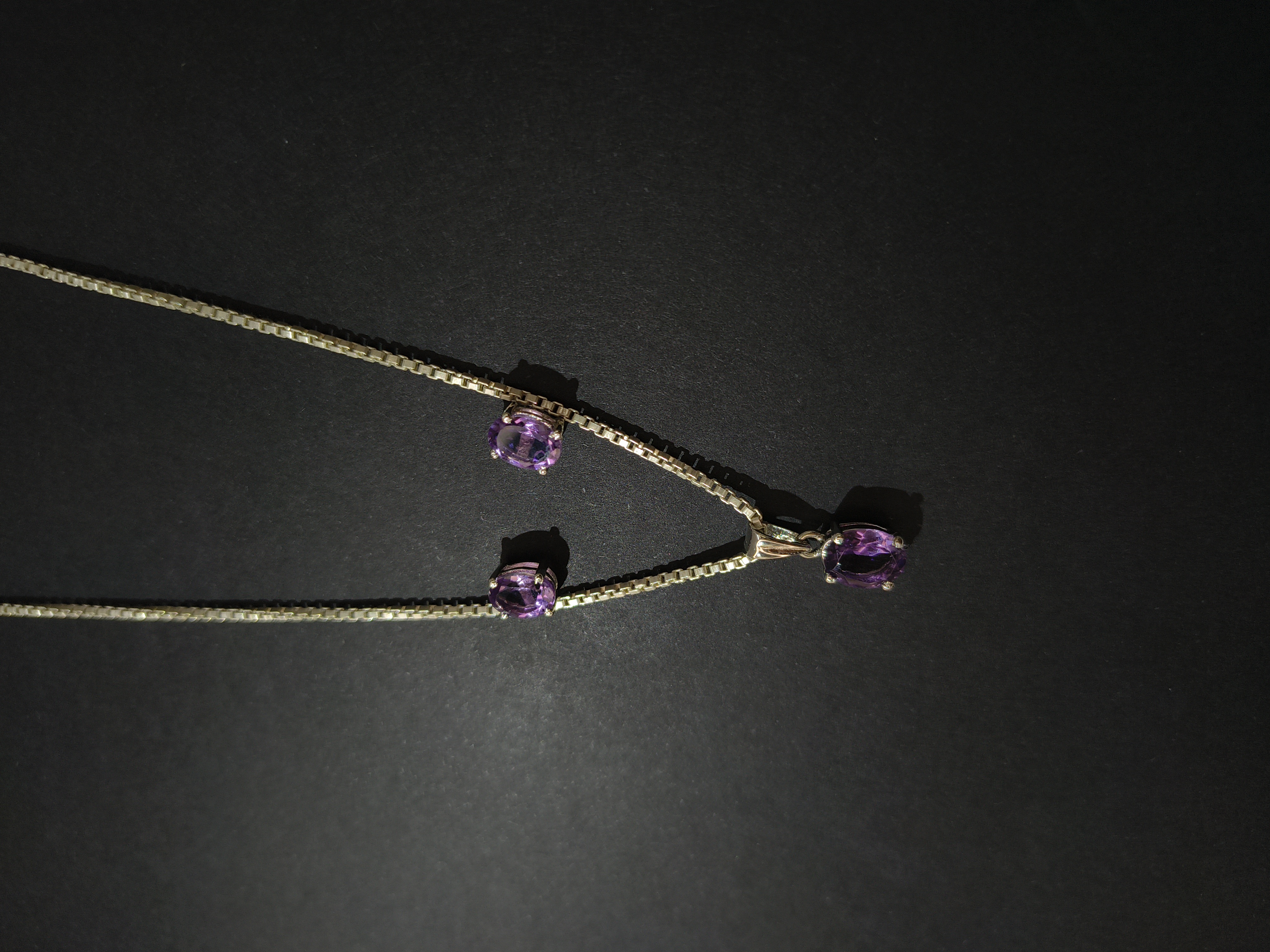 Amethyst Pendant Necklace Set