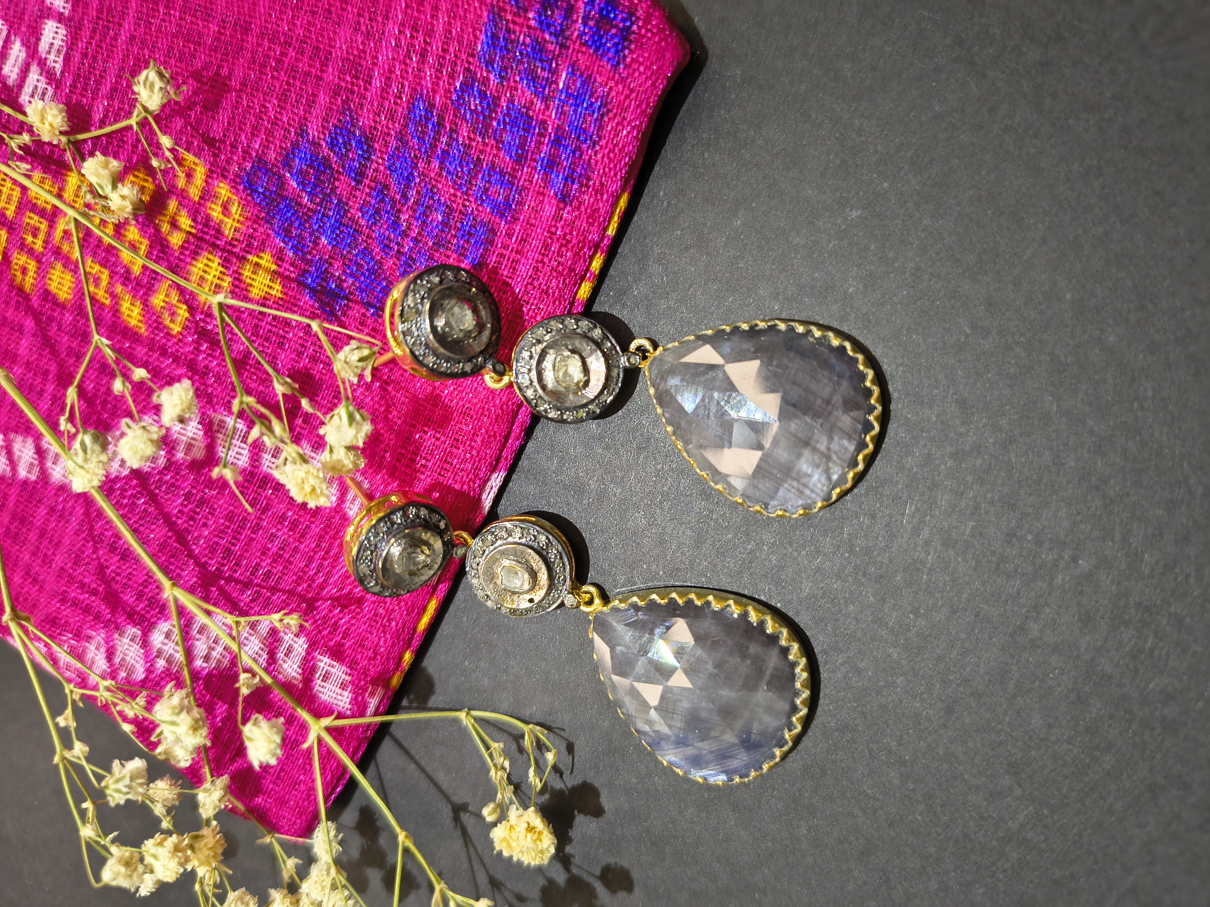silver sapphire Earrings