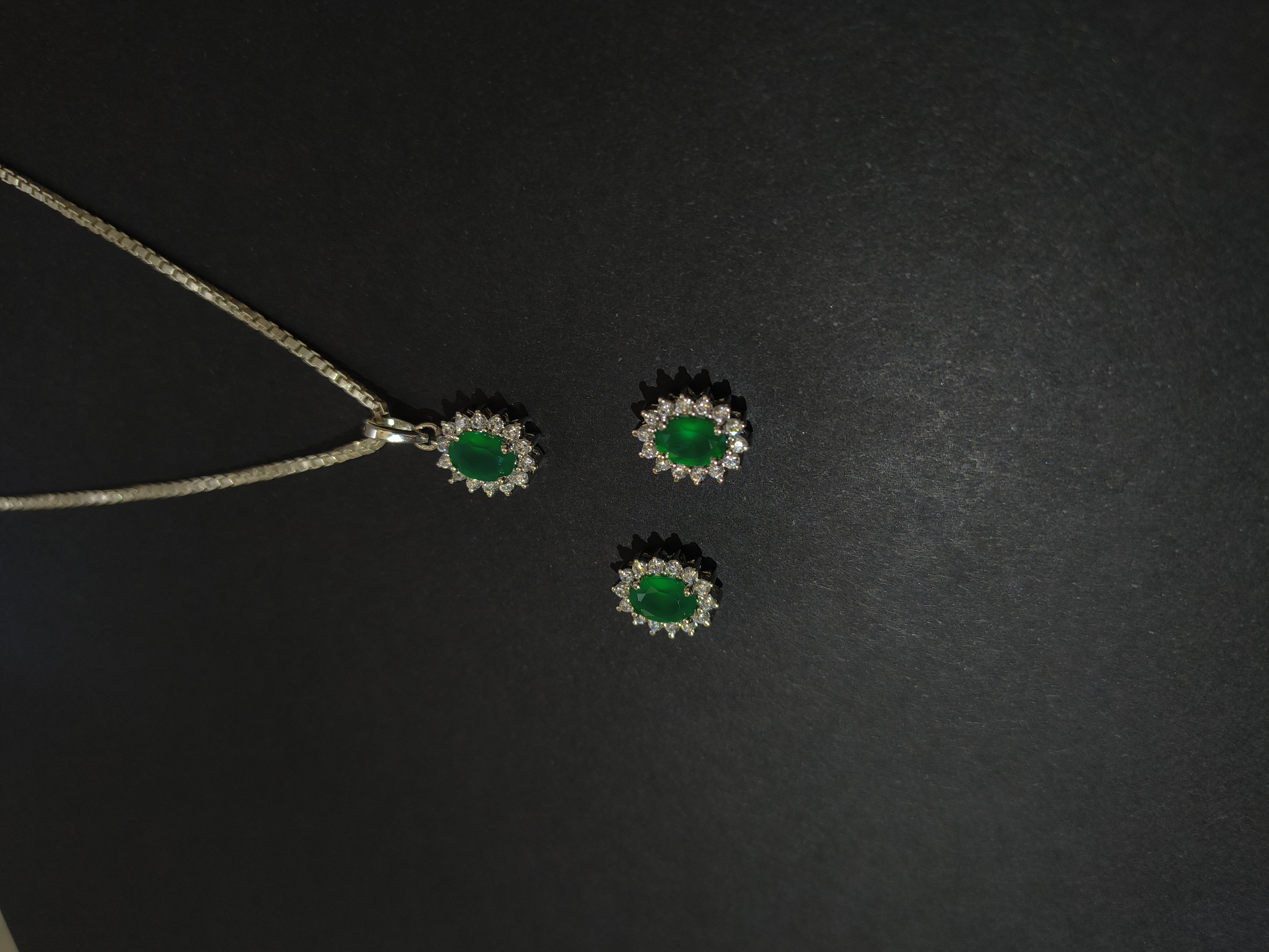 Green opal Pendant and Earrings Set