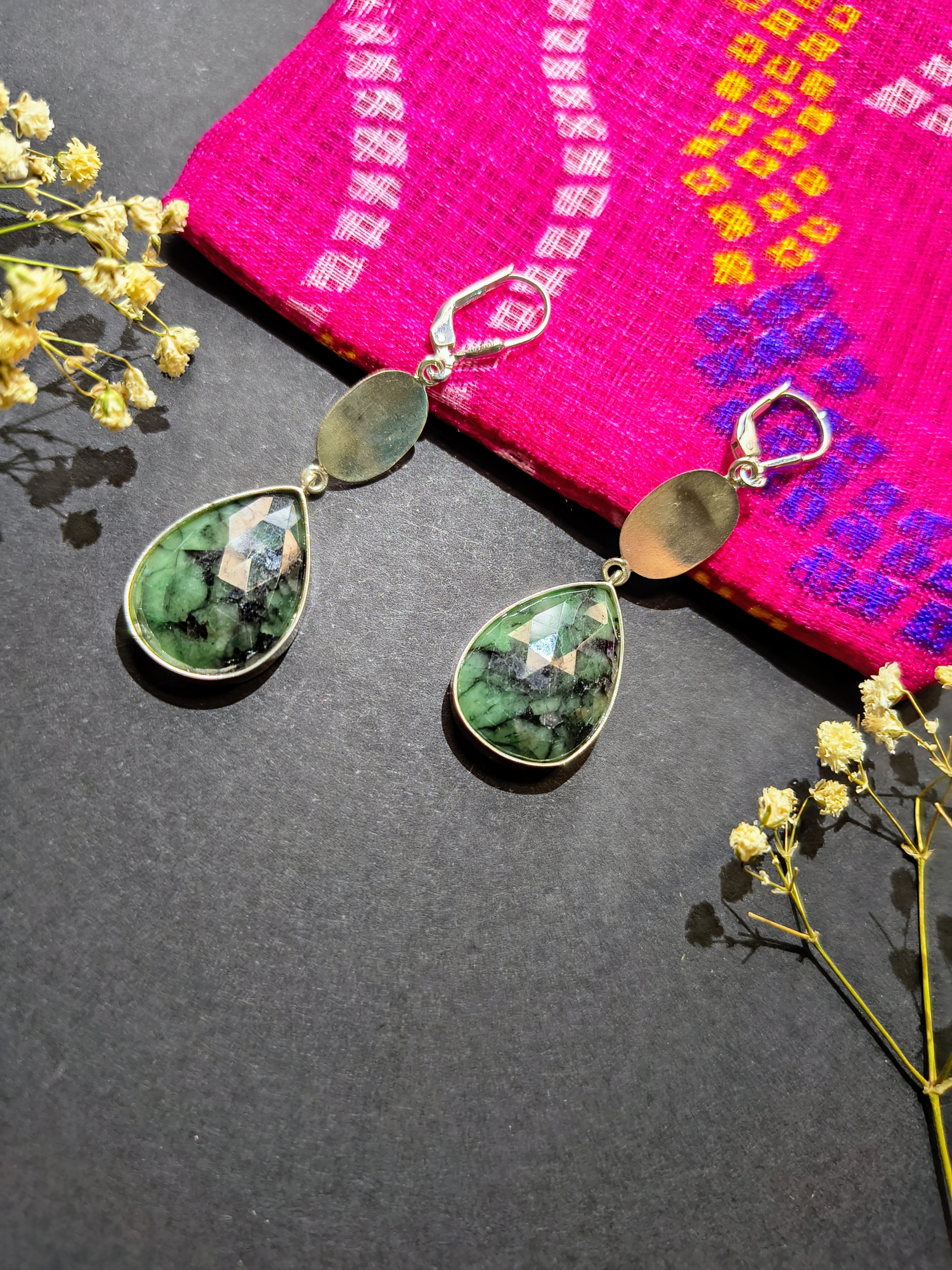 Green Emerald Teardrop Earrings