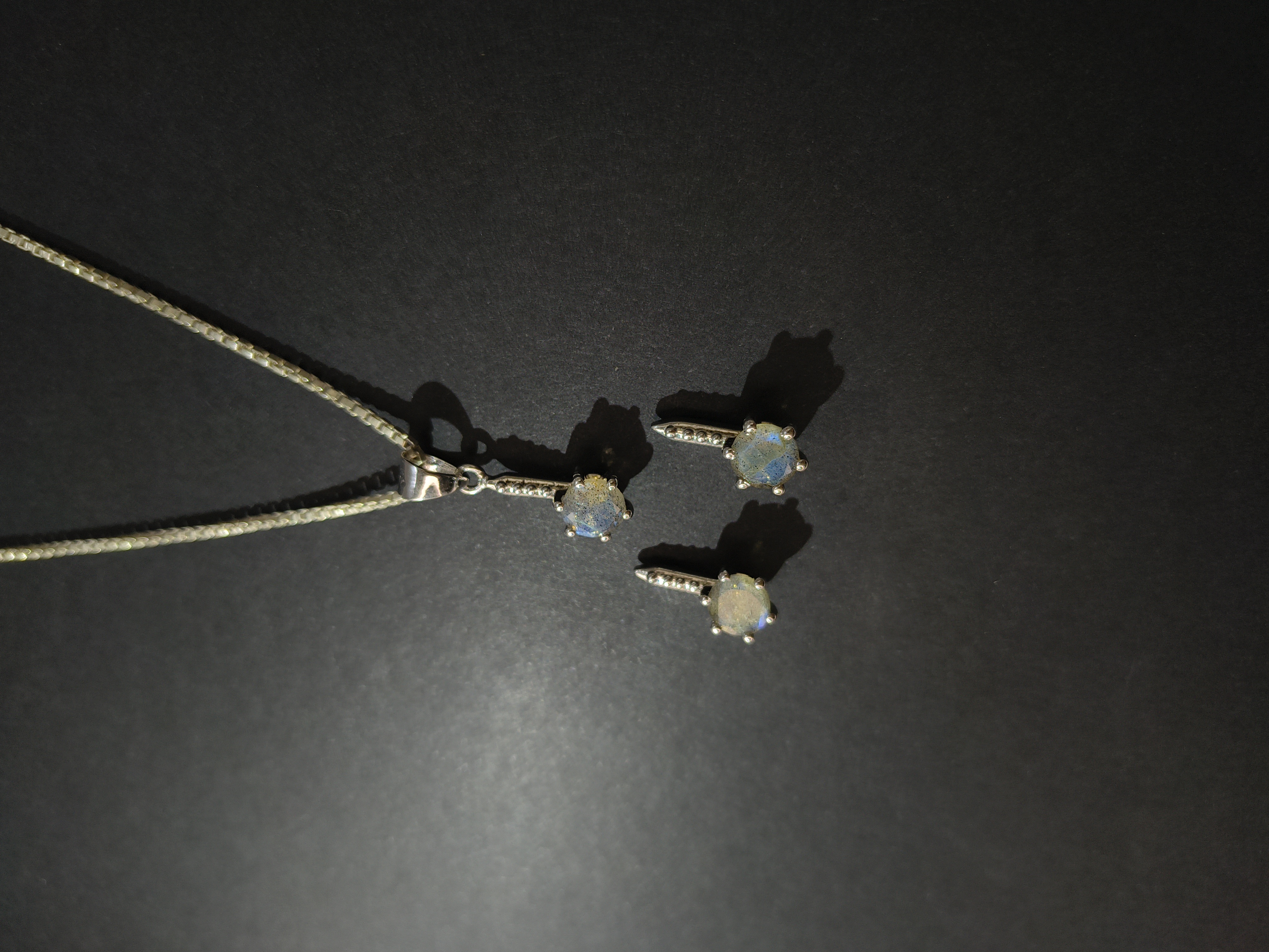 Labradorite necklace Earrings Set