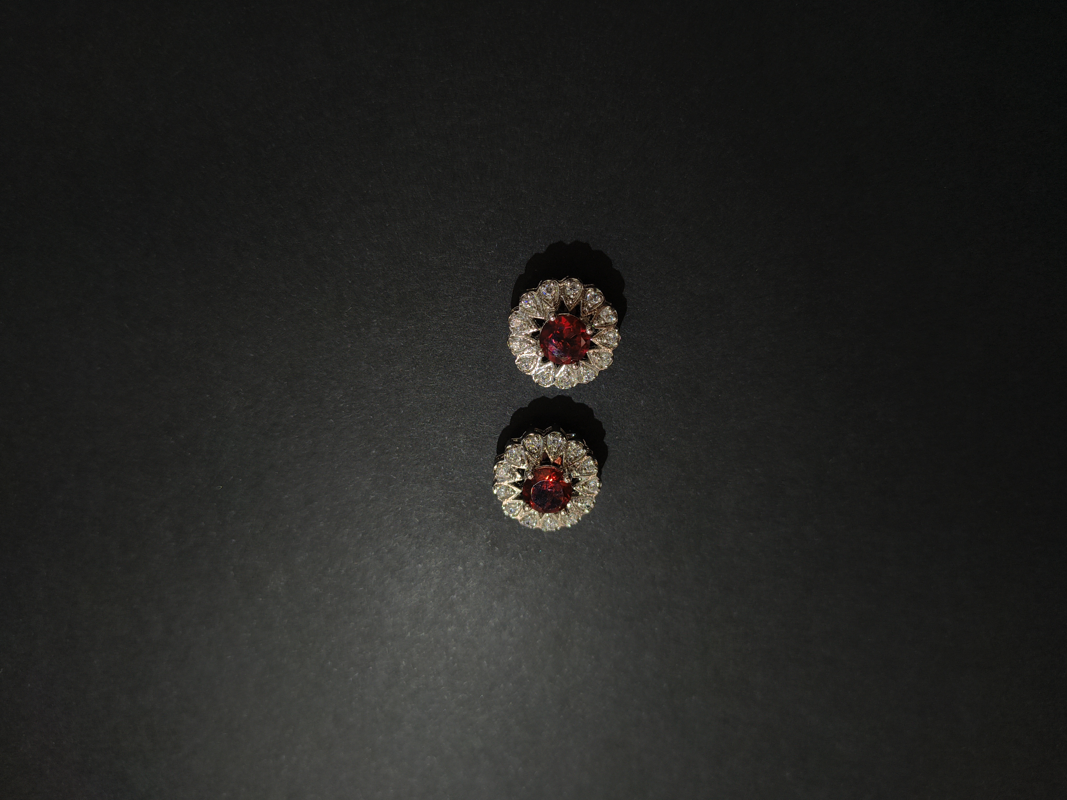  Red garnet with Zircon framing Jewelry Set