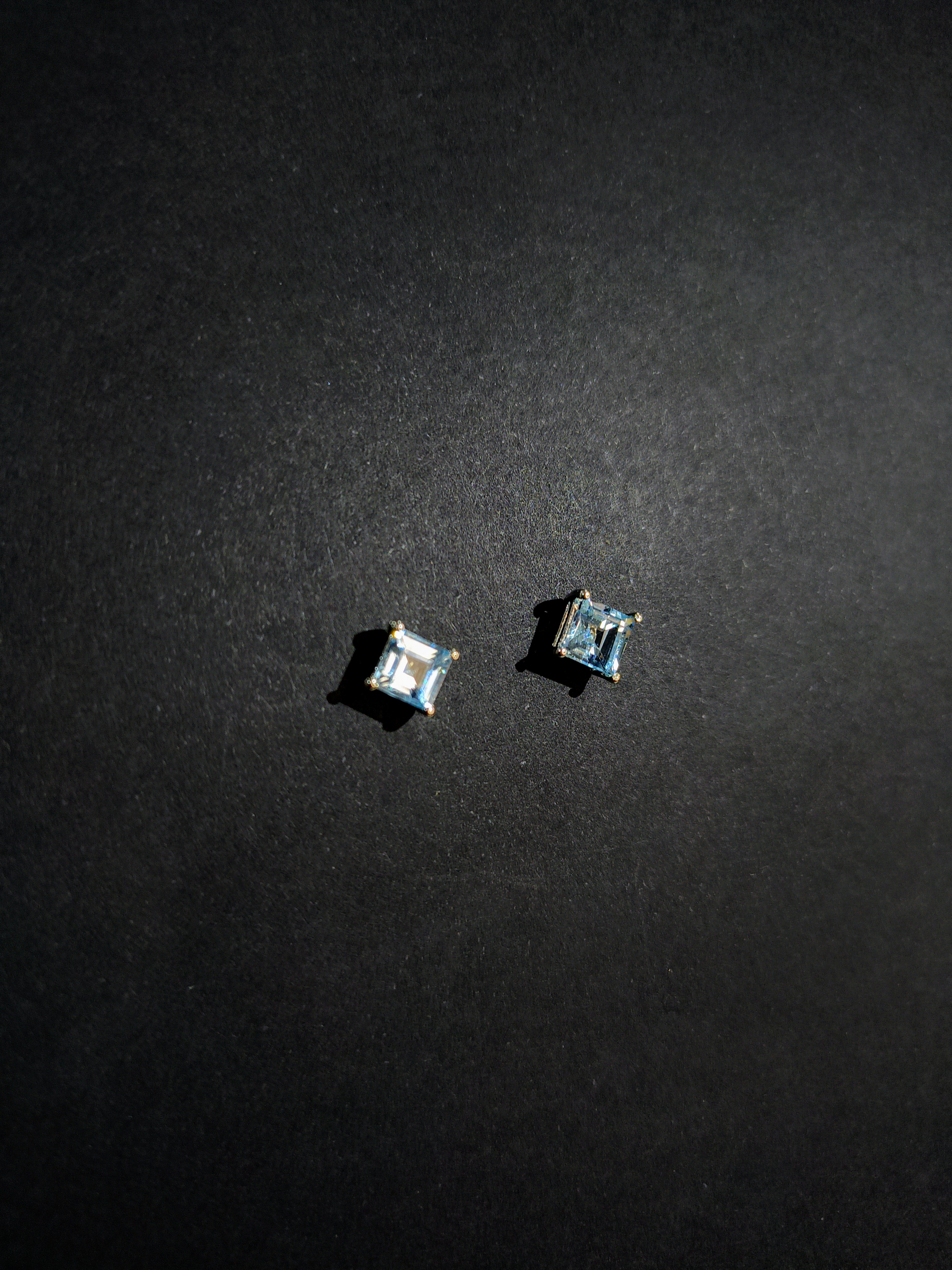  Square Cut Blue topaz stud Earrings