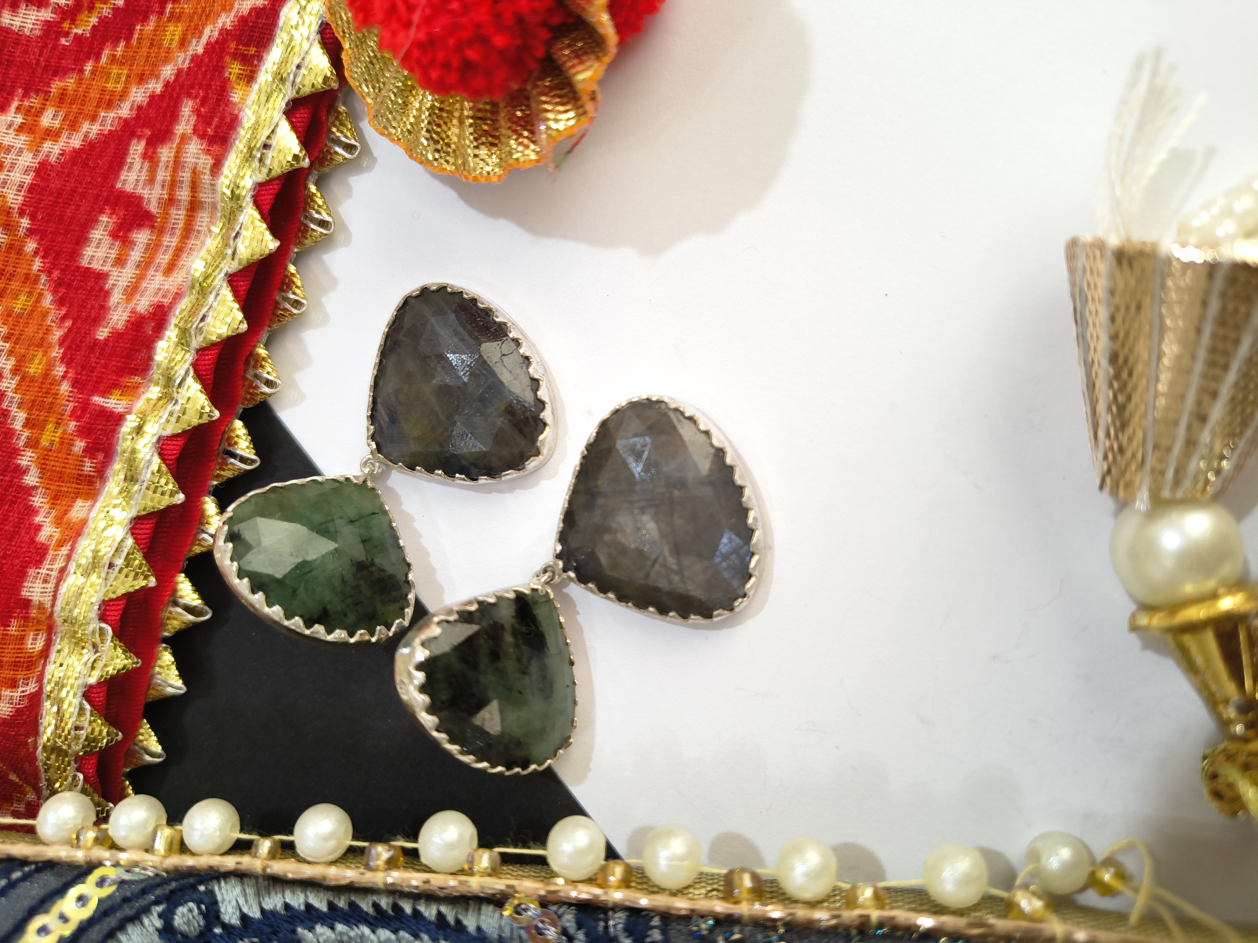 Green Gemstone Stud Earrings