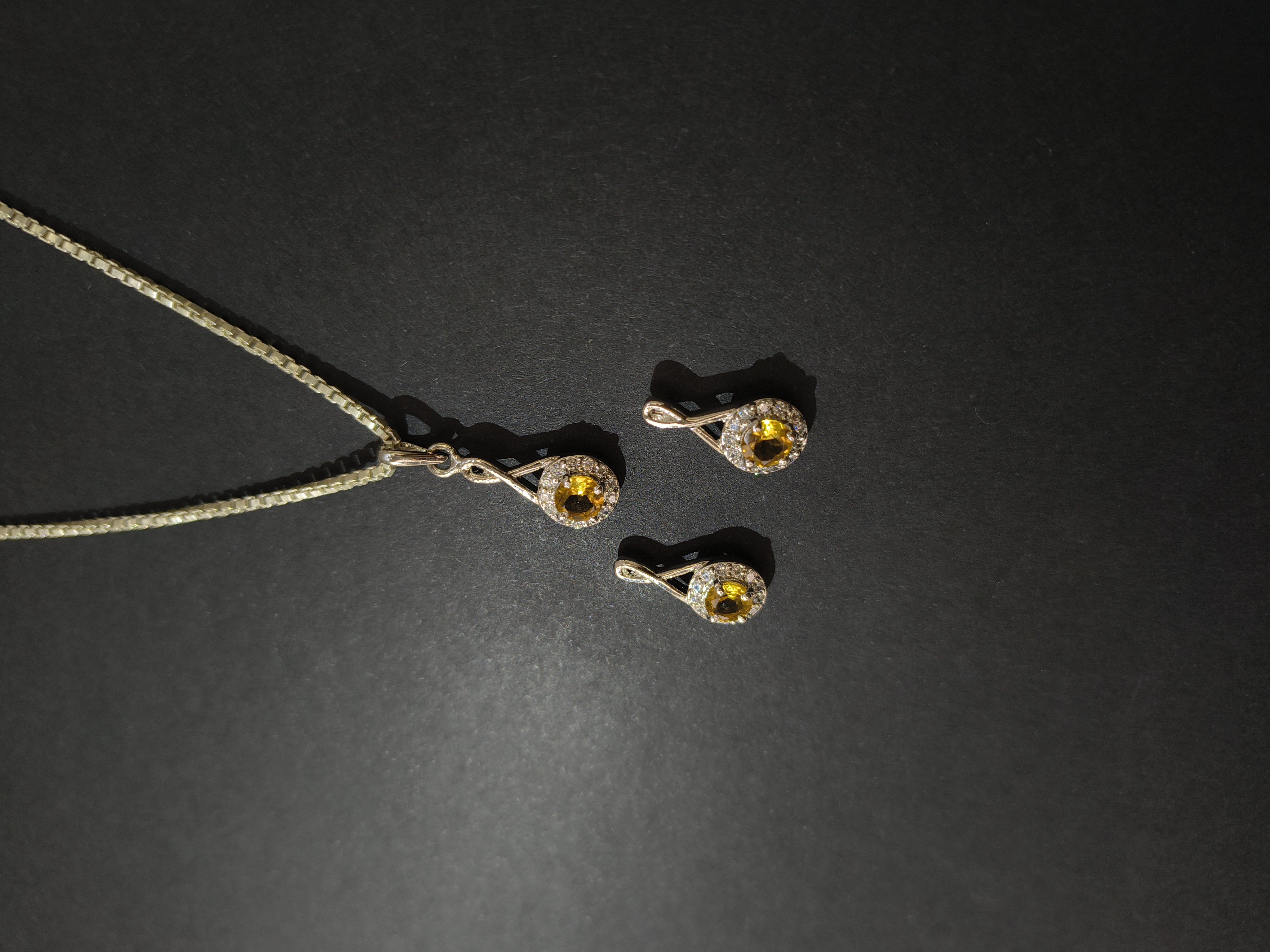 Citrine Pendant and Earring Set