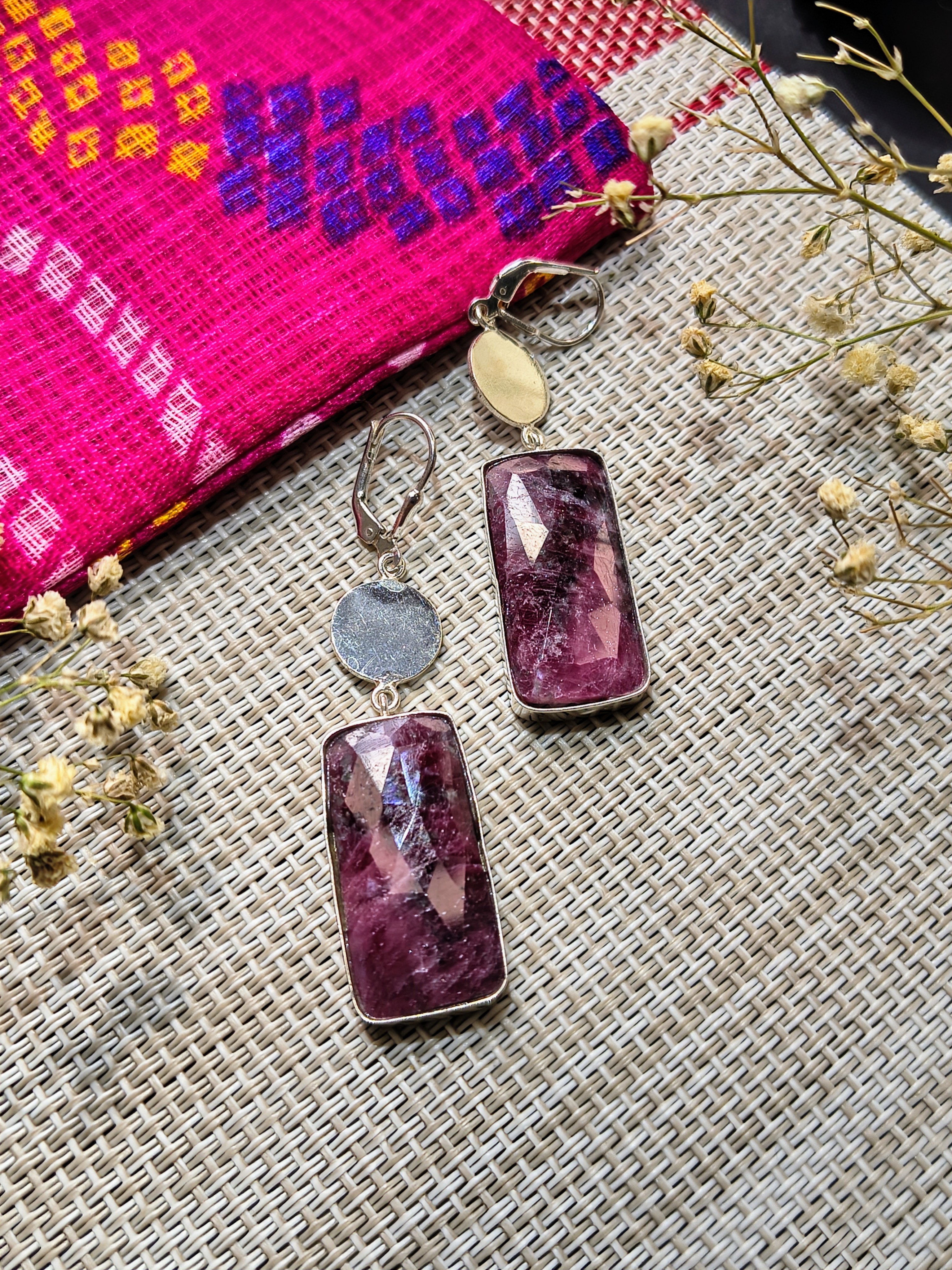  Purple Gemstone Earrings