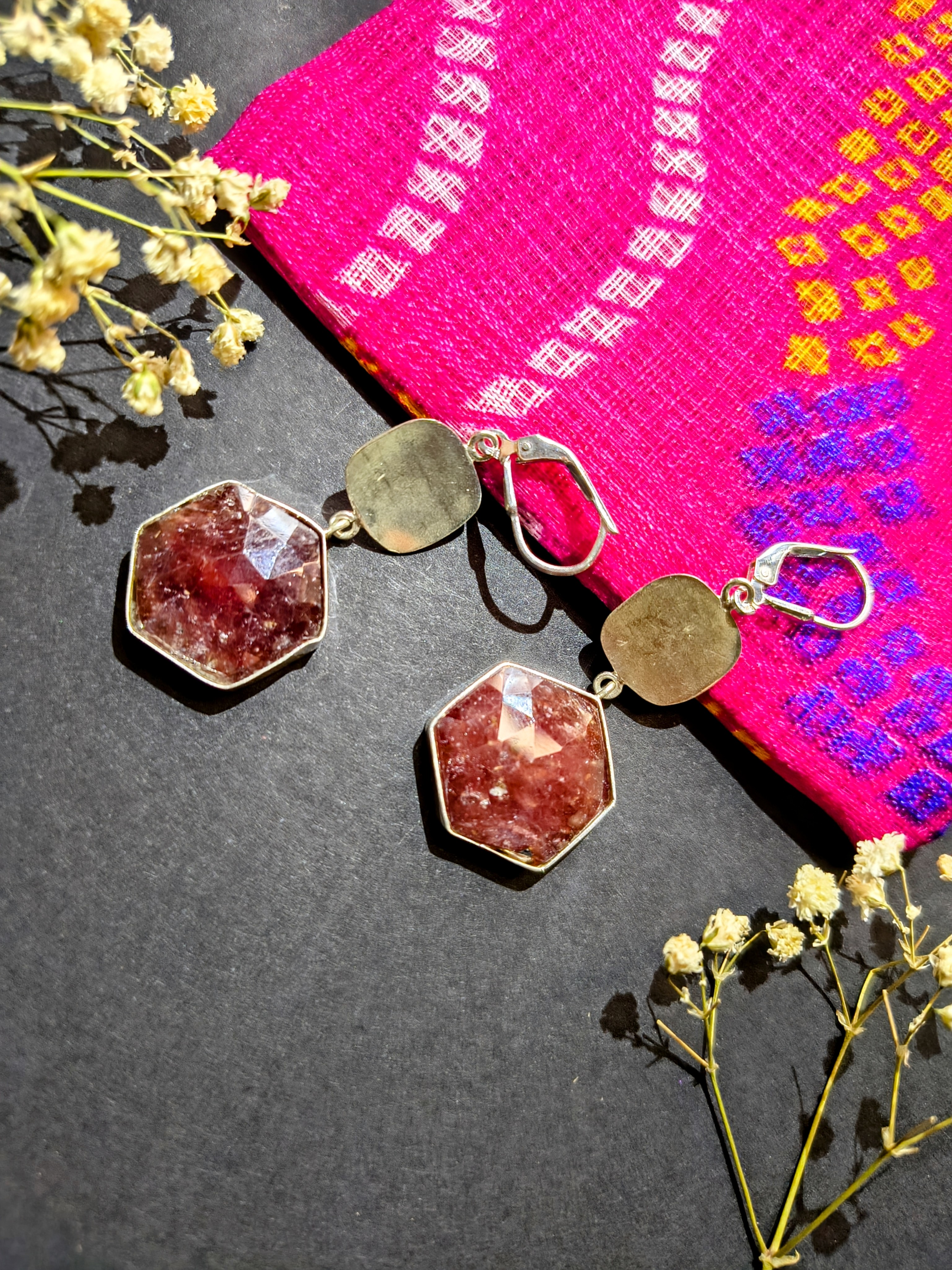 olive and orange sapphire Earrings