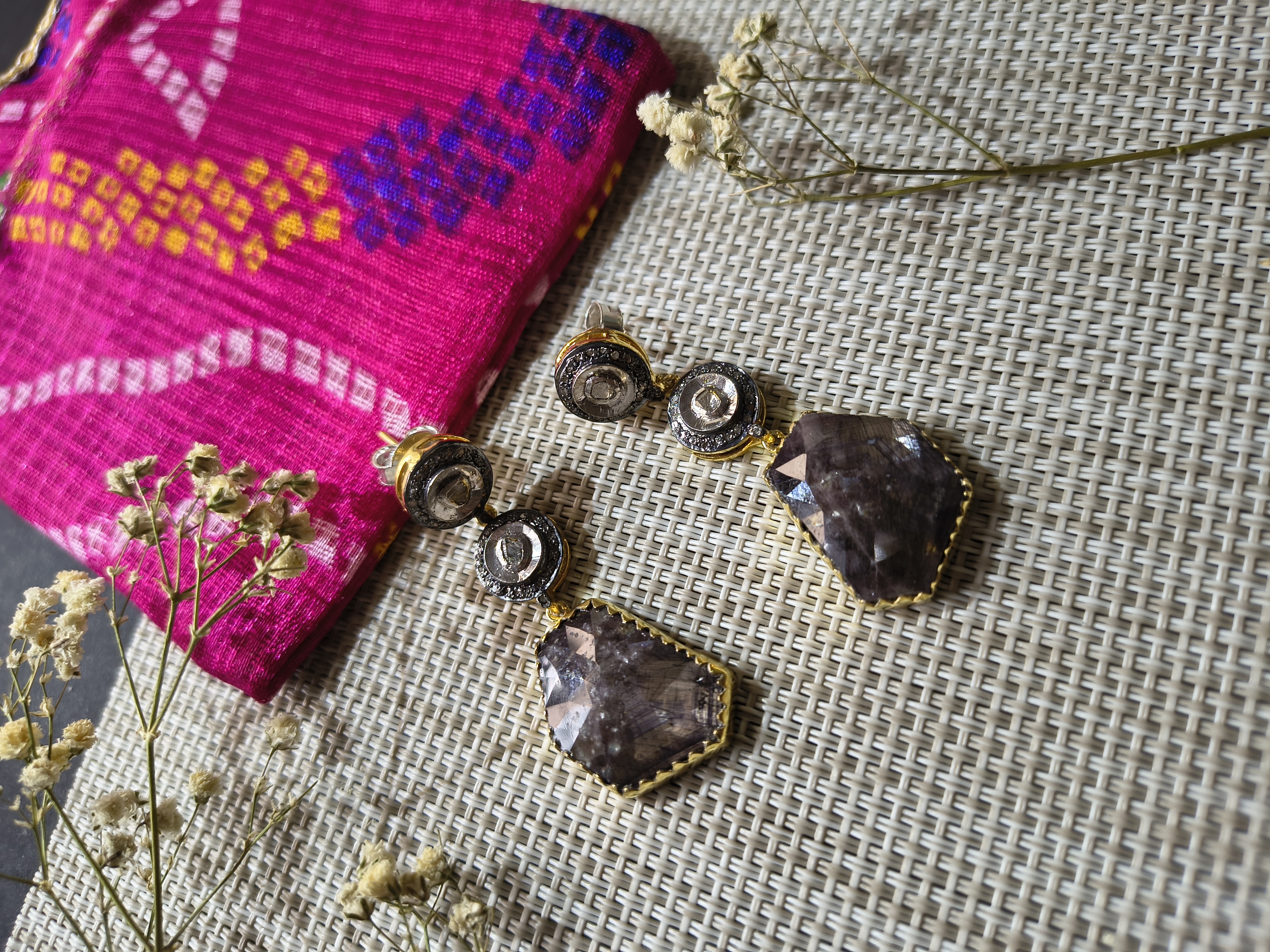 Dark brownish purple sapphire Earrings