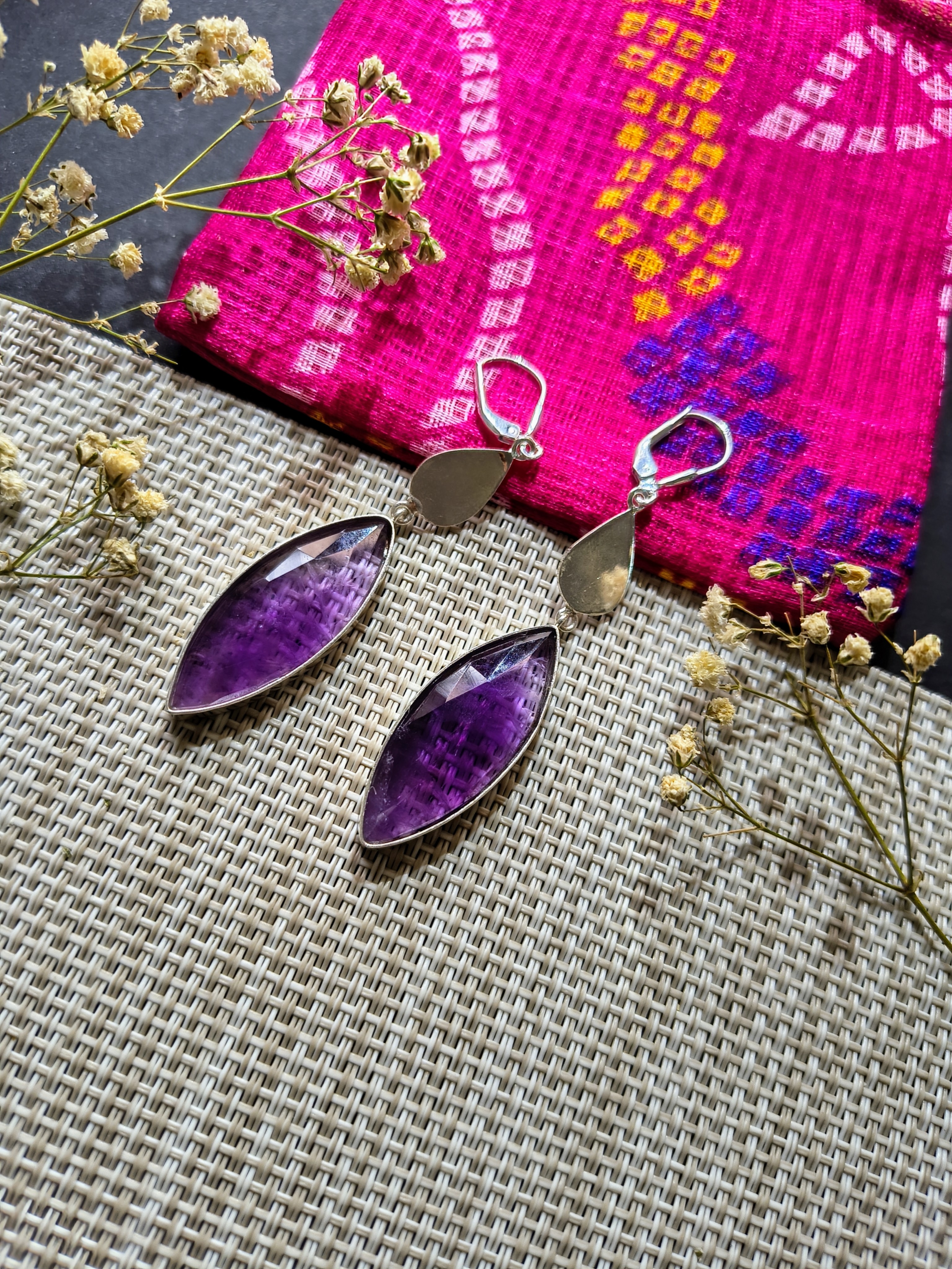 Amethyst Silver Drop Earrings