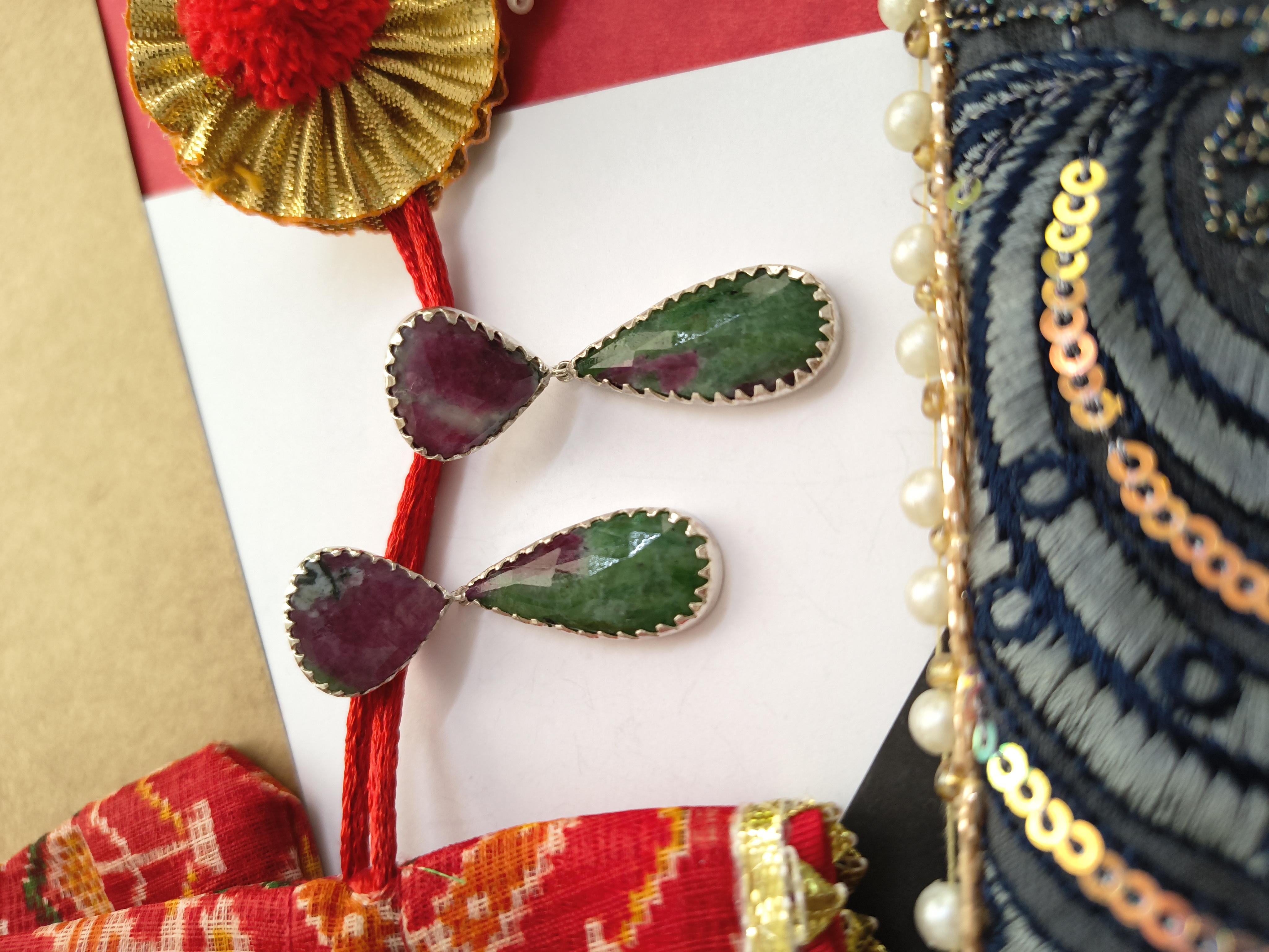 Deep brown and forest green sapphire Earrings