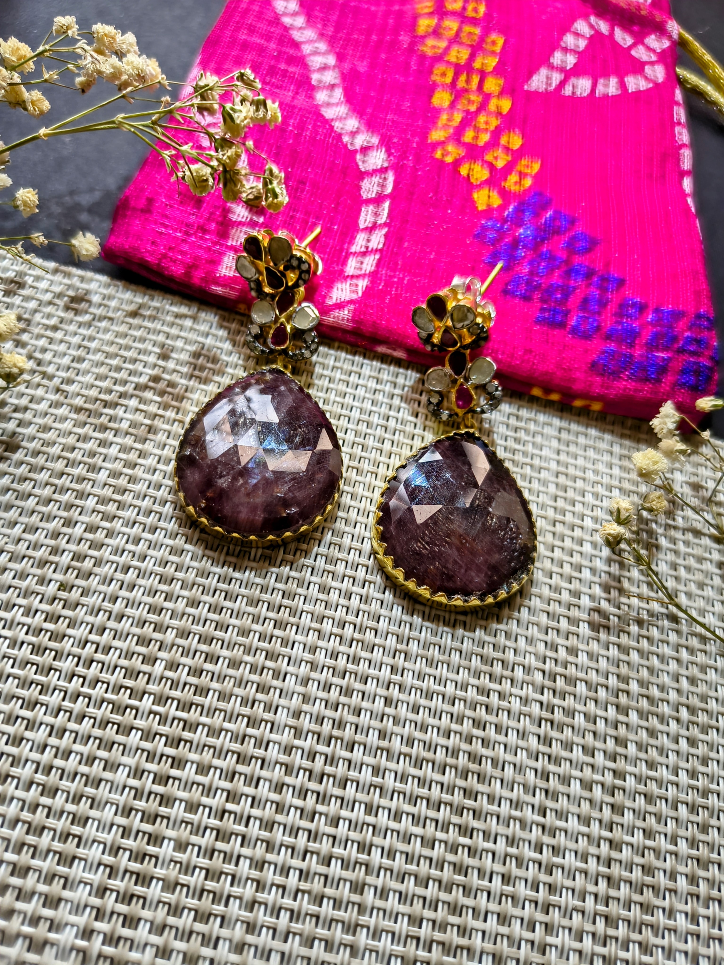 Violet Teardrop Gemstone Earrings