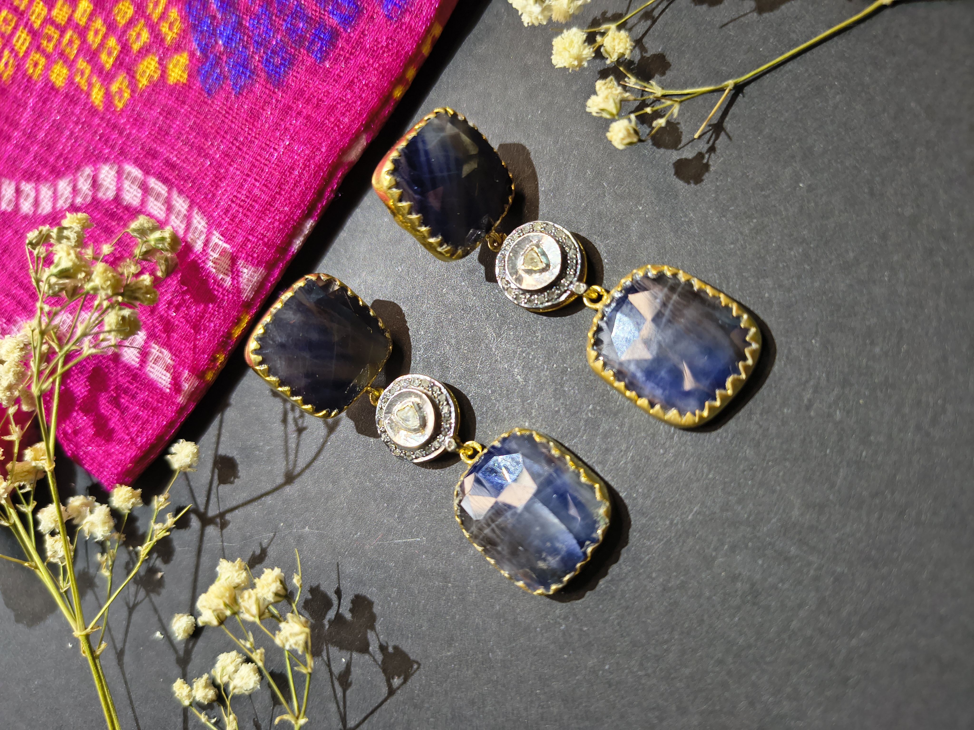  Blue sapphire Gemstone Earrings